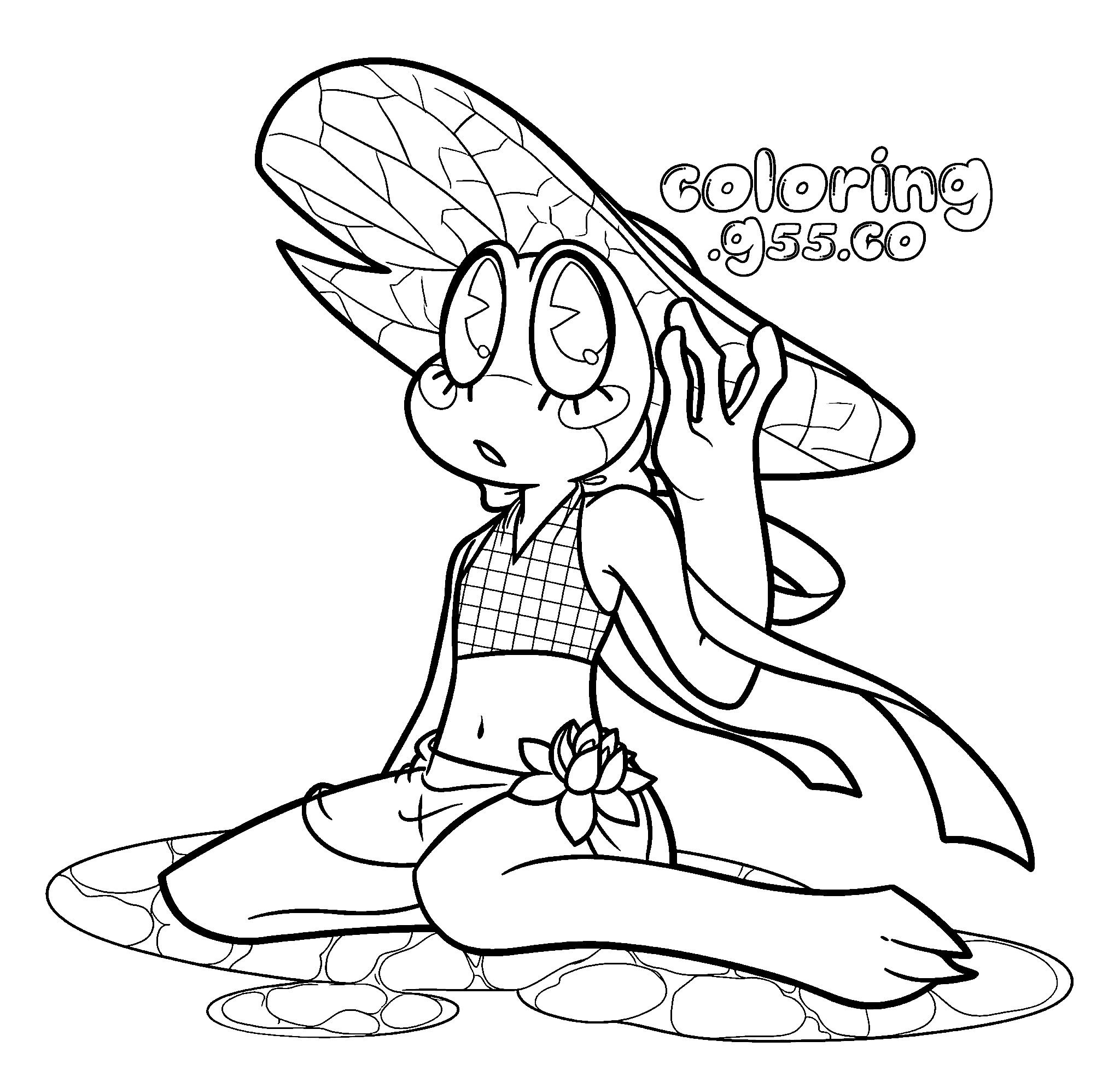 tadc ribbit frog sun hat line art for kids