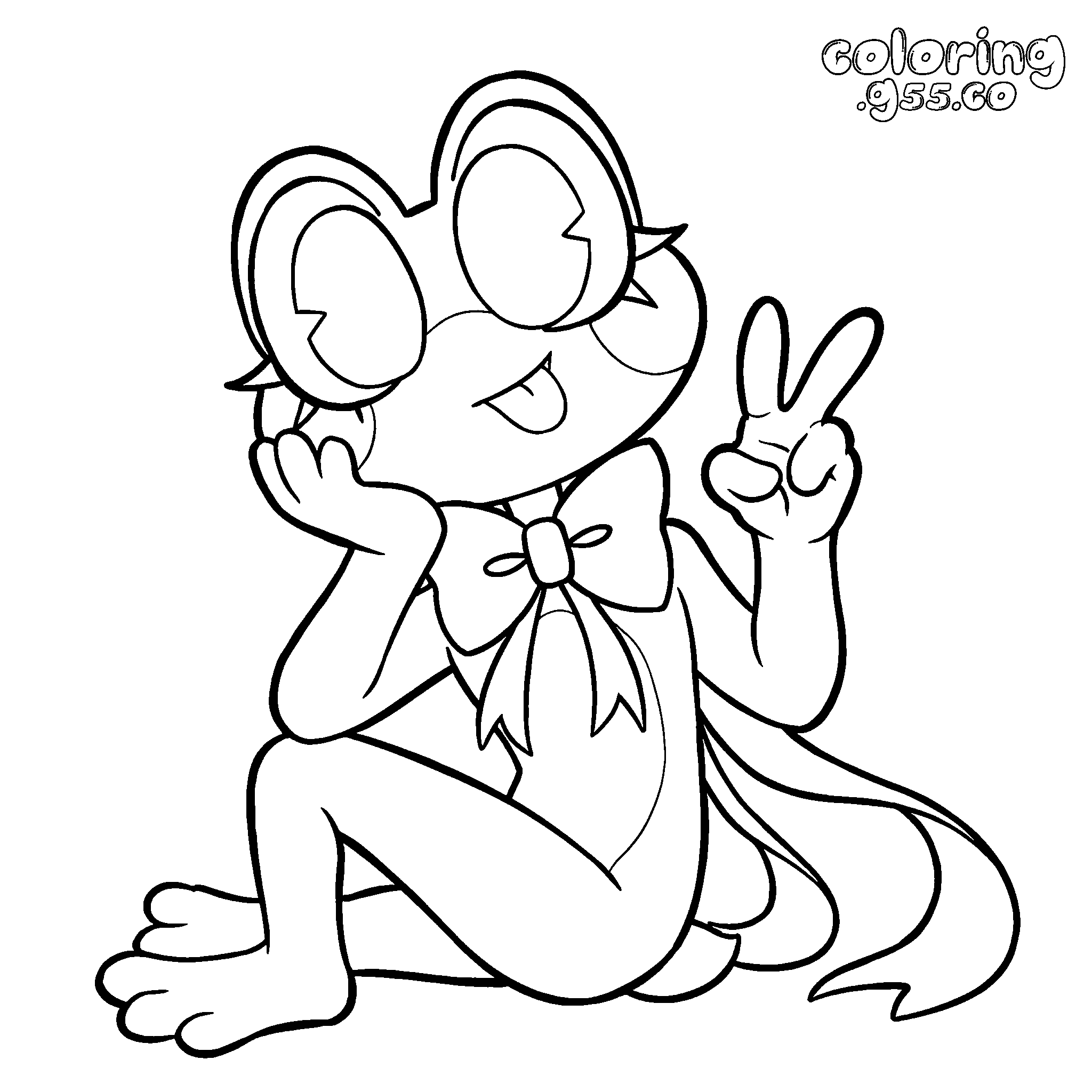 tadc ribbit peace sign kawaii line art for kids