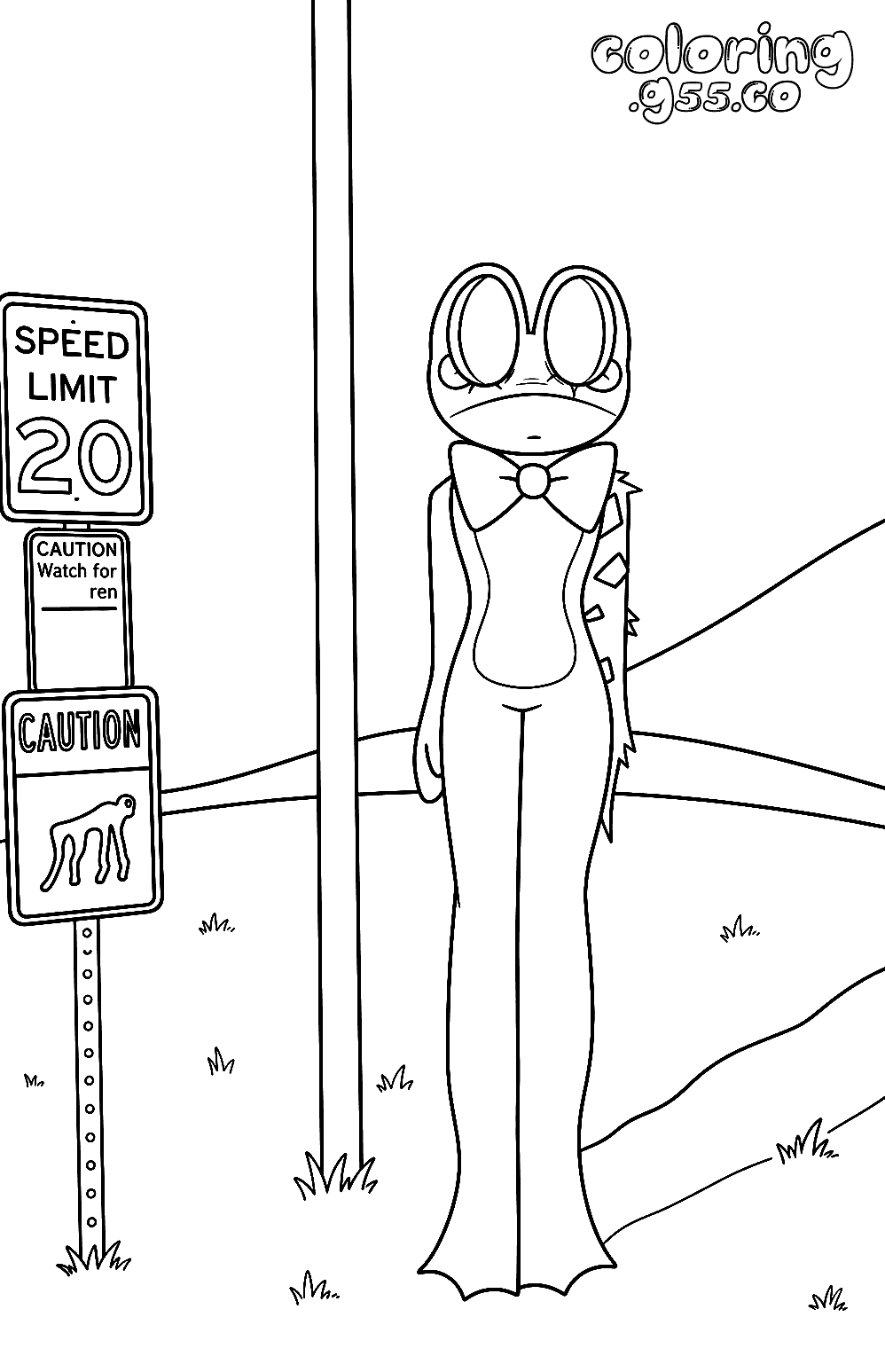 tadc ribbit road sign page for kids