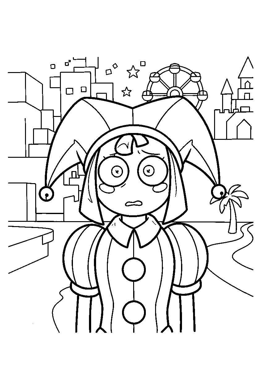 amazing digital circus characters in adventure zone line art