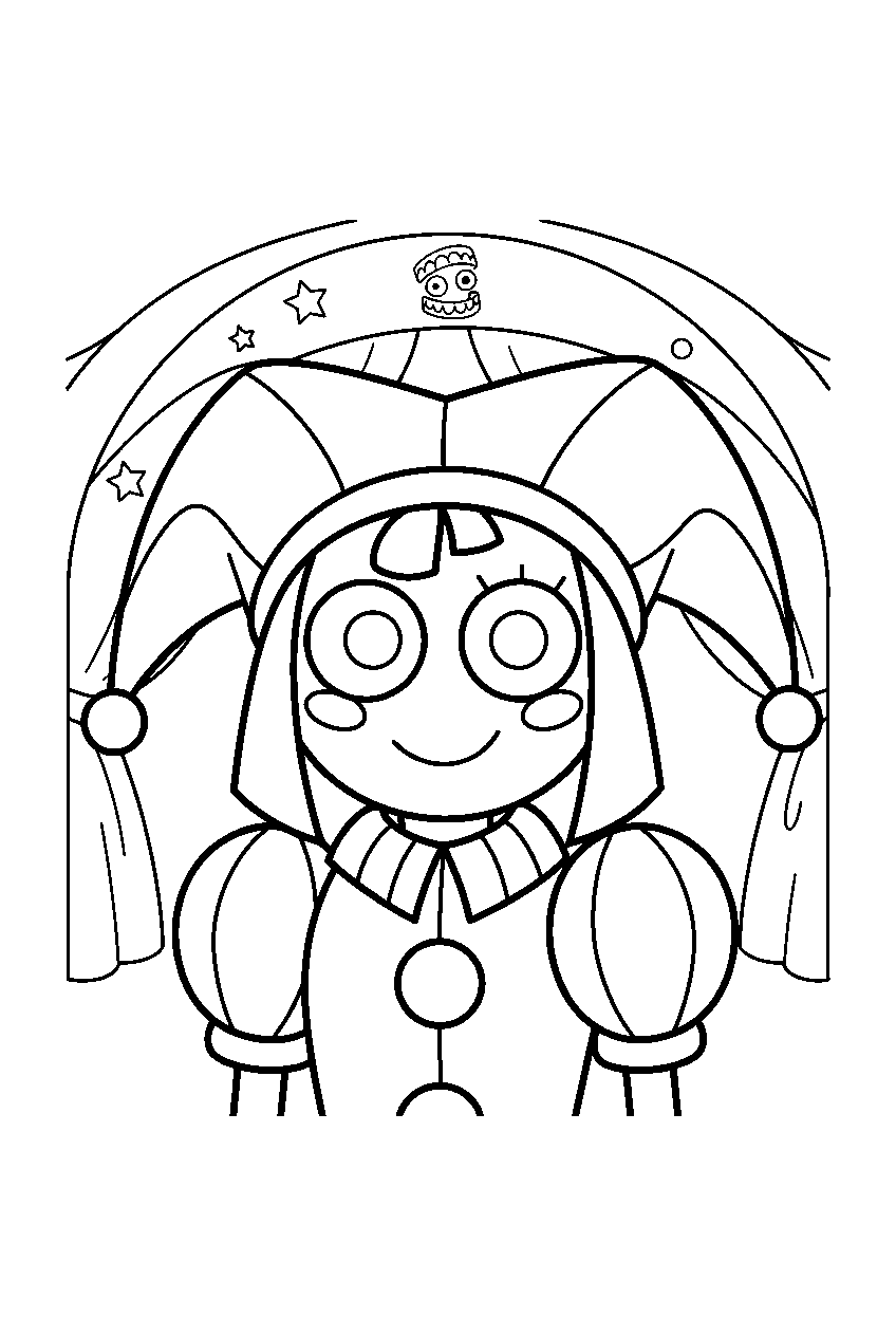 amazing digital circus characters in digital circus tent line art