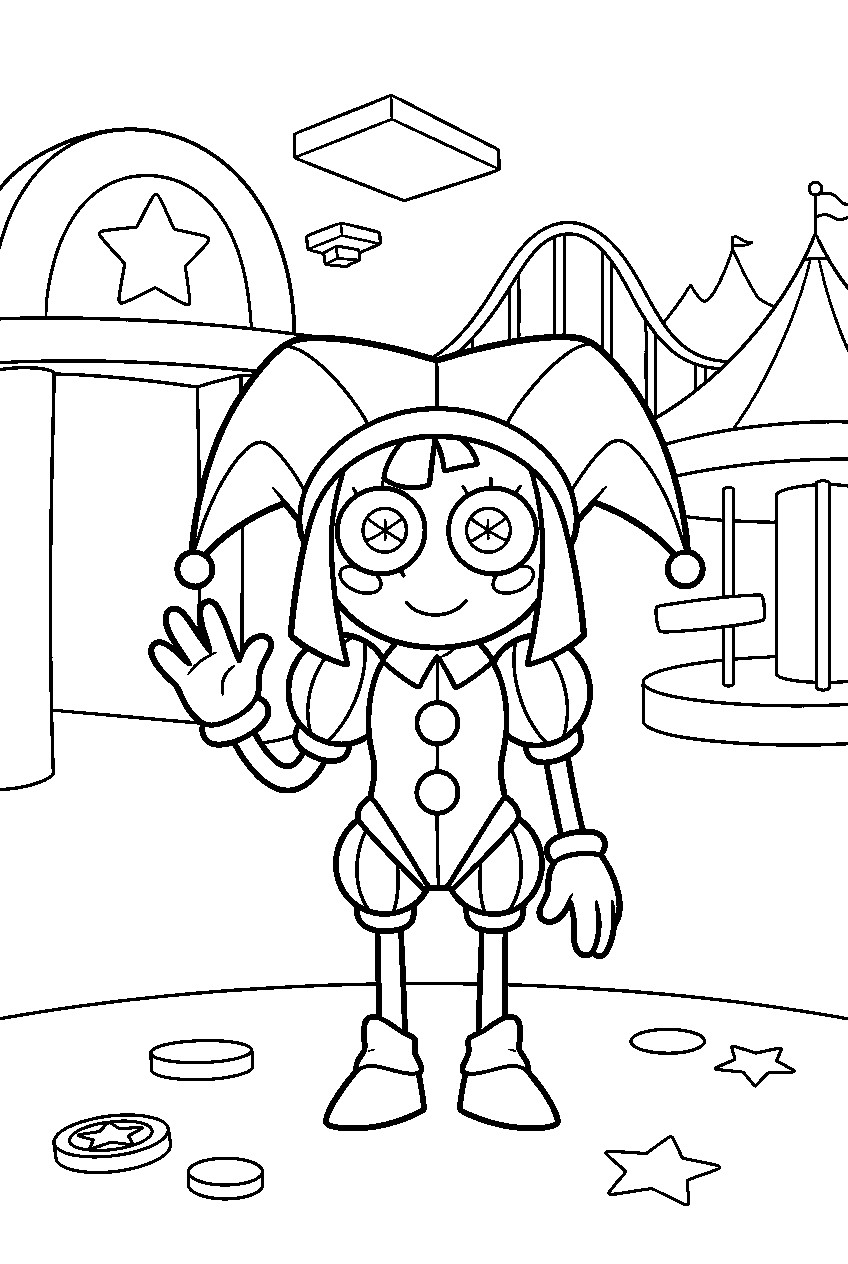 amazing digital circus characters in game zone line art
