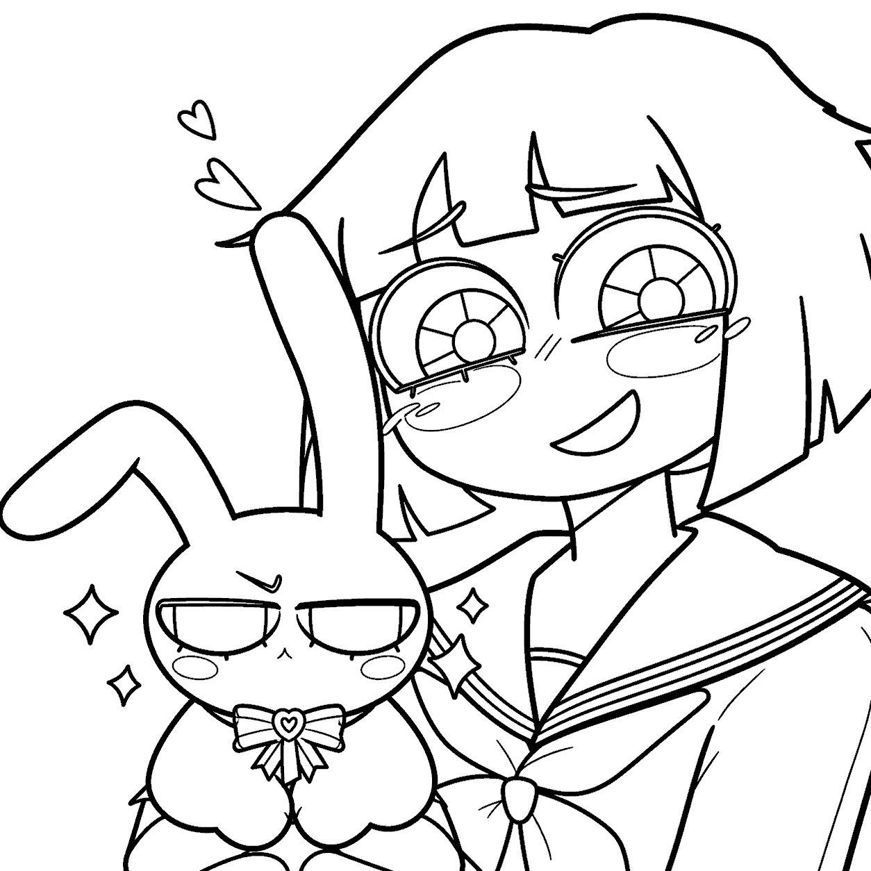 anime pomni holding cute little jax tadc the amazing digital circus line art