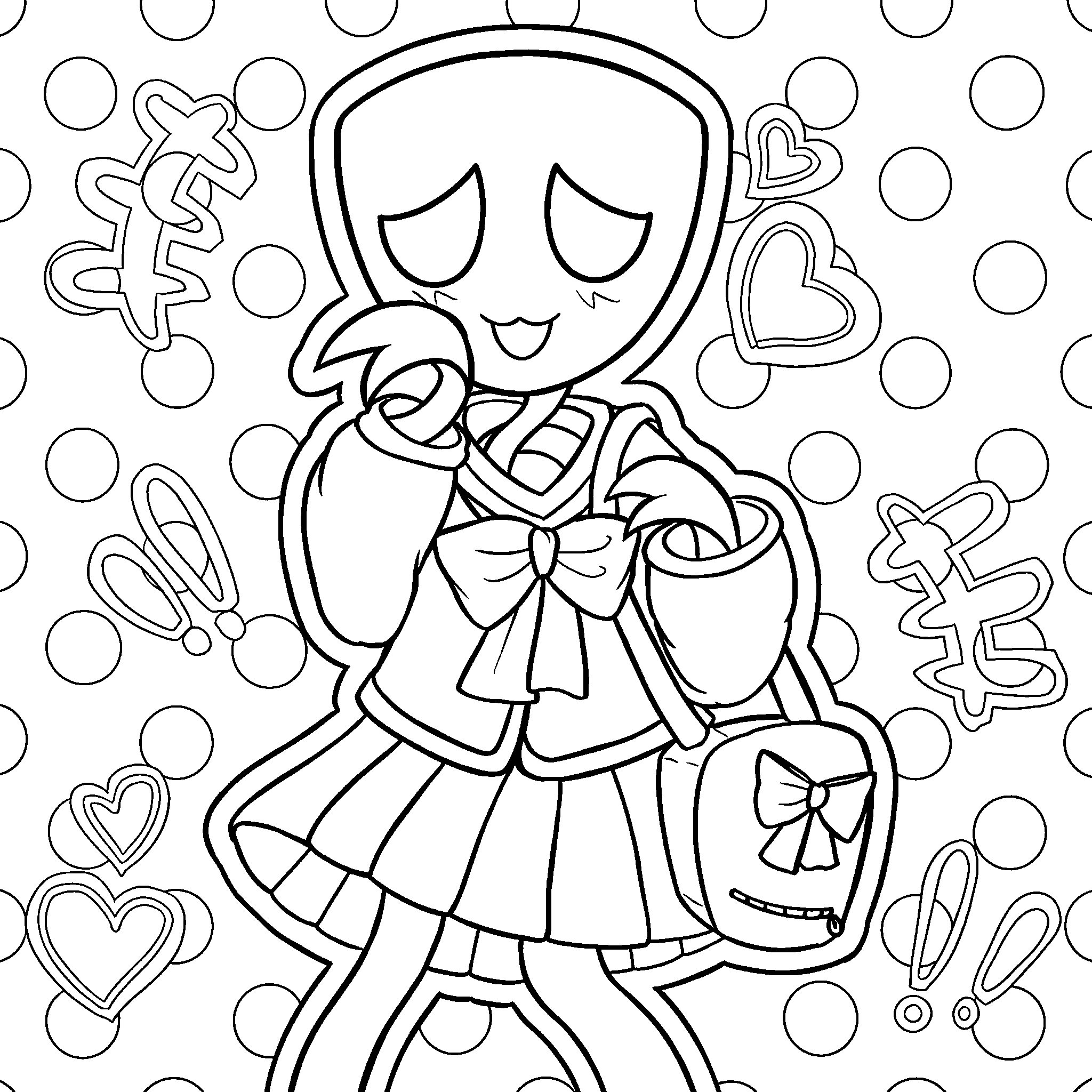 anime school girl gangle the amazing digital circus line art