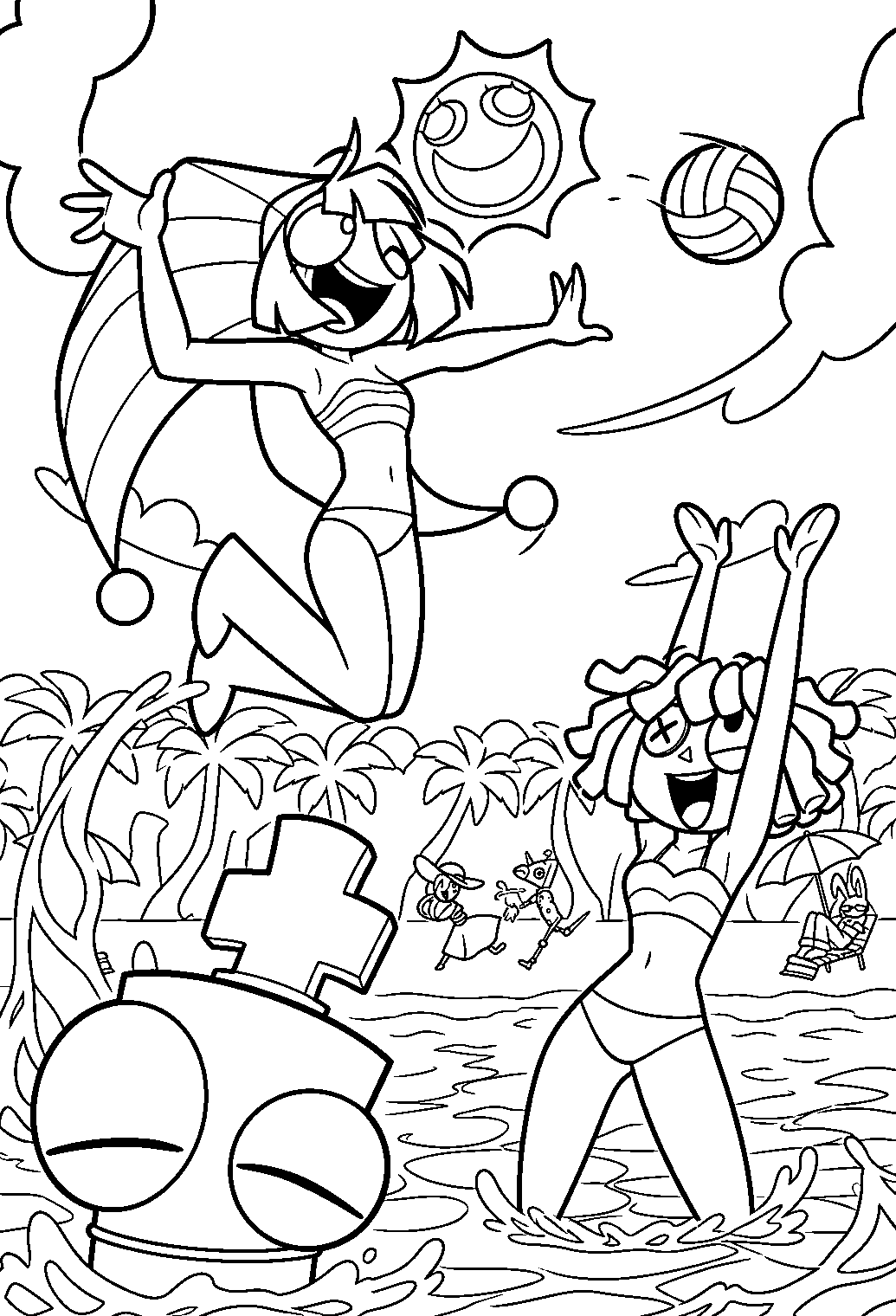 beach volleyball pomni ragatha kinger summer tadc the amazing digital circus line art