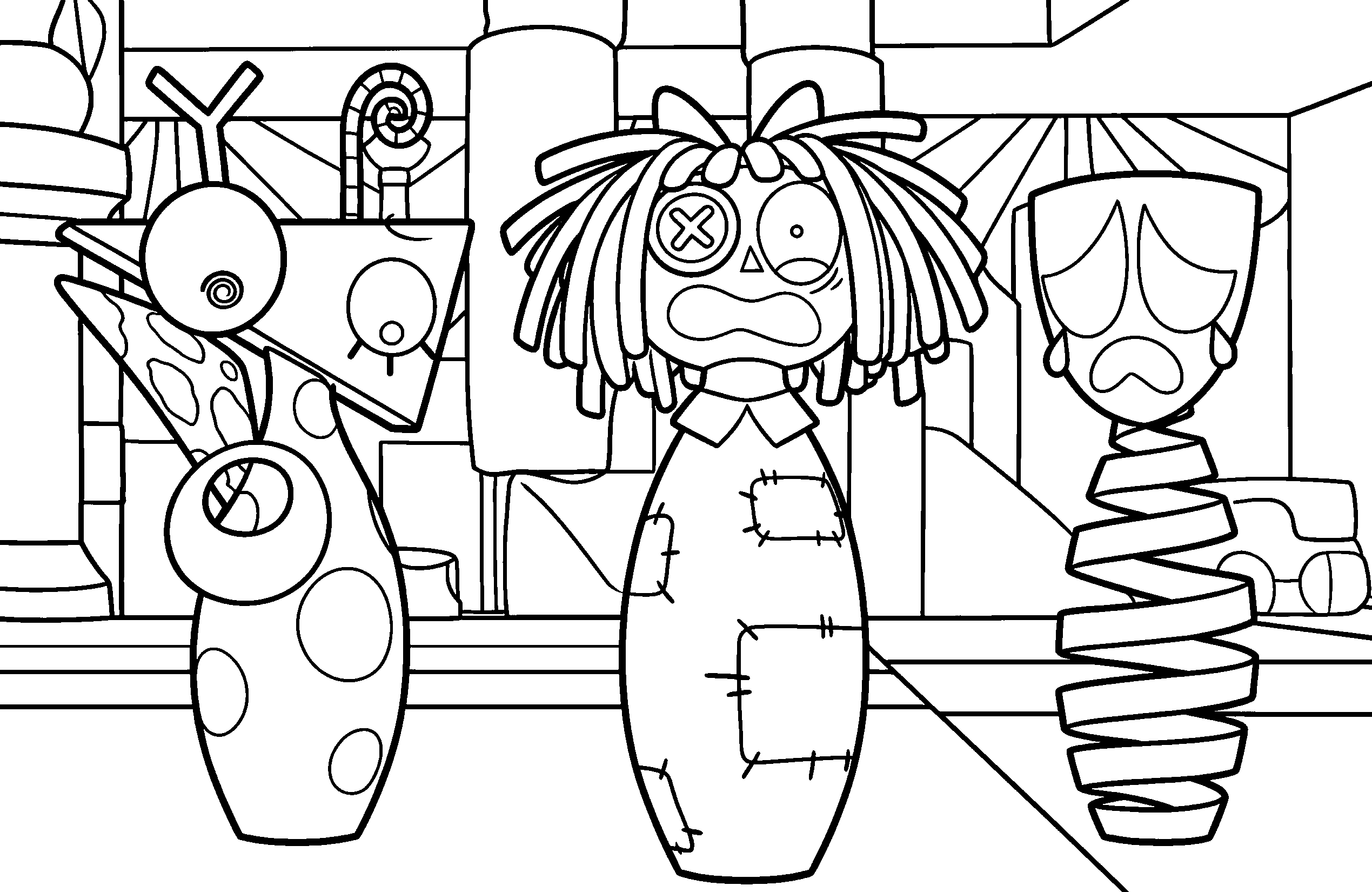 bowling pins characters the amazing digital circus line art