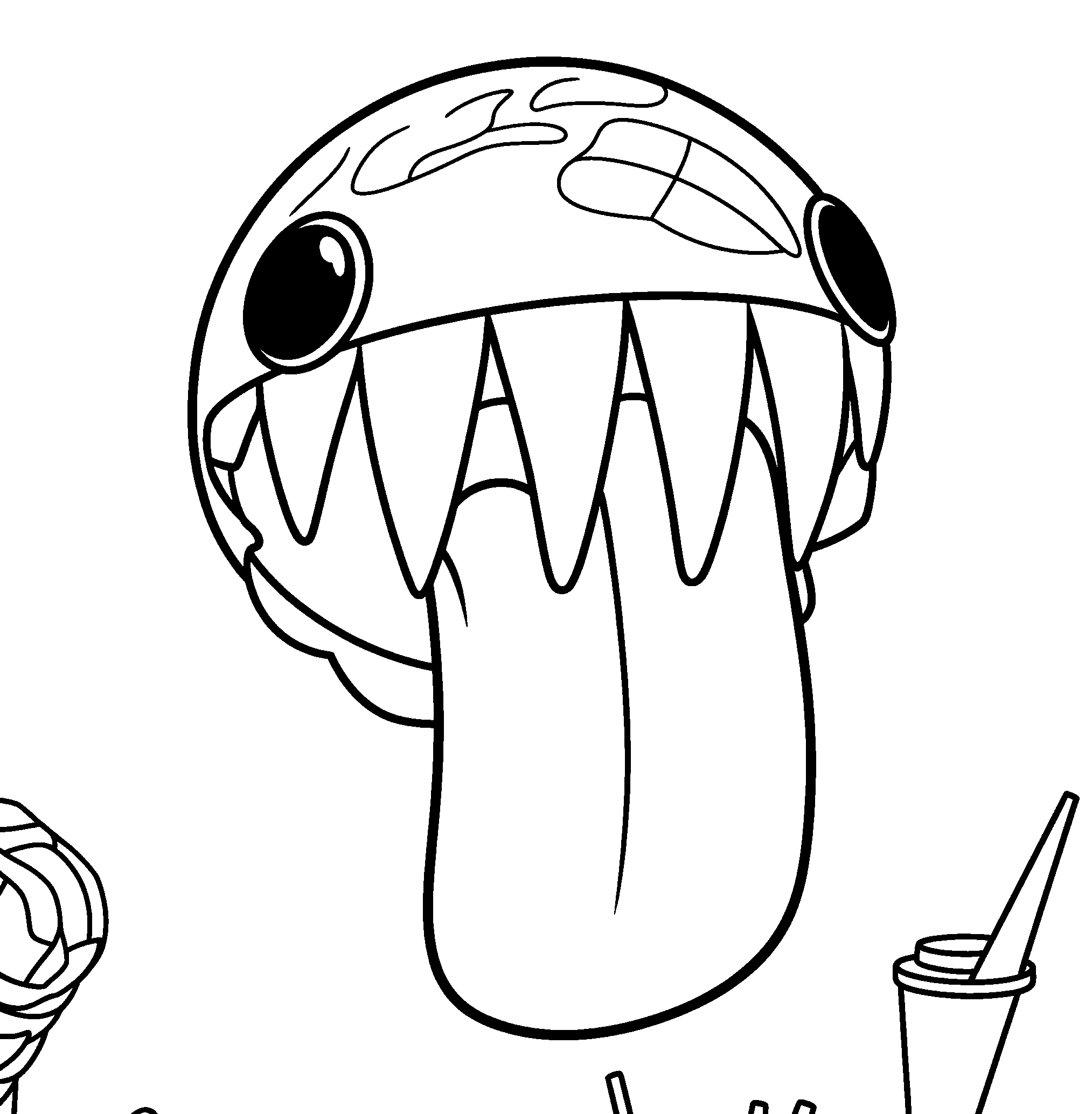 bubble with big tongue and sharp teeth the amazing digital circus line art