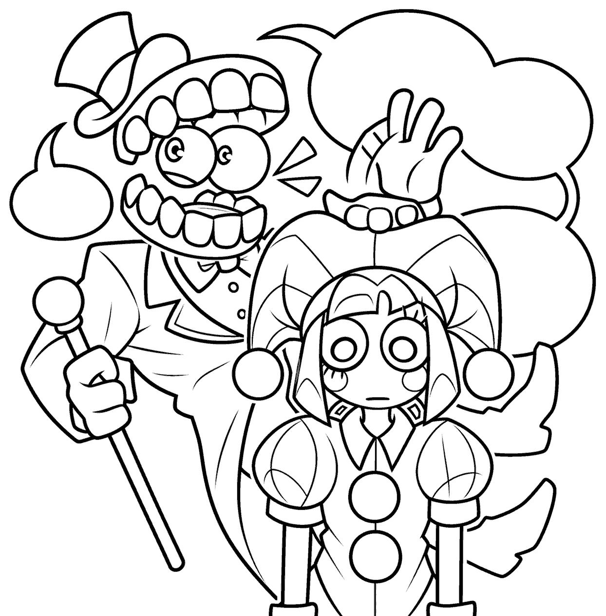 caine surprising pomni the amazing digital circus line art