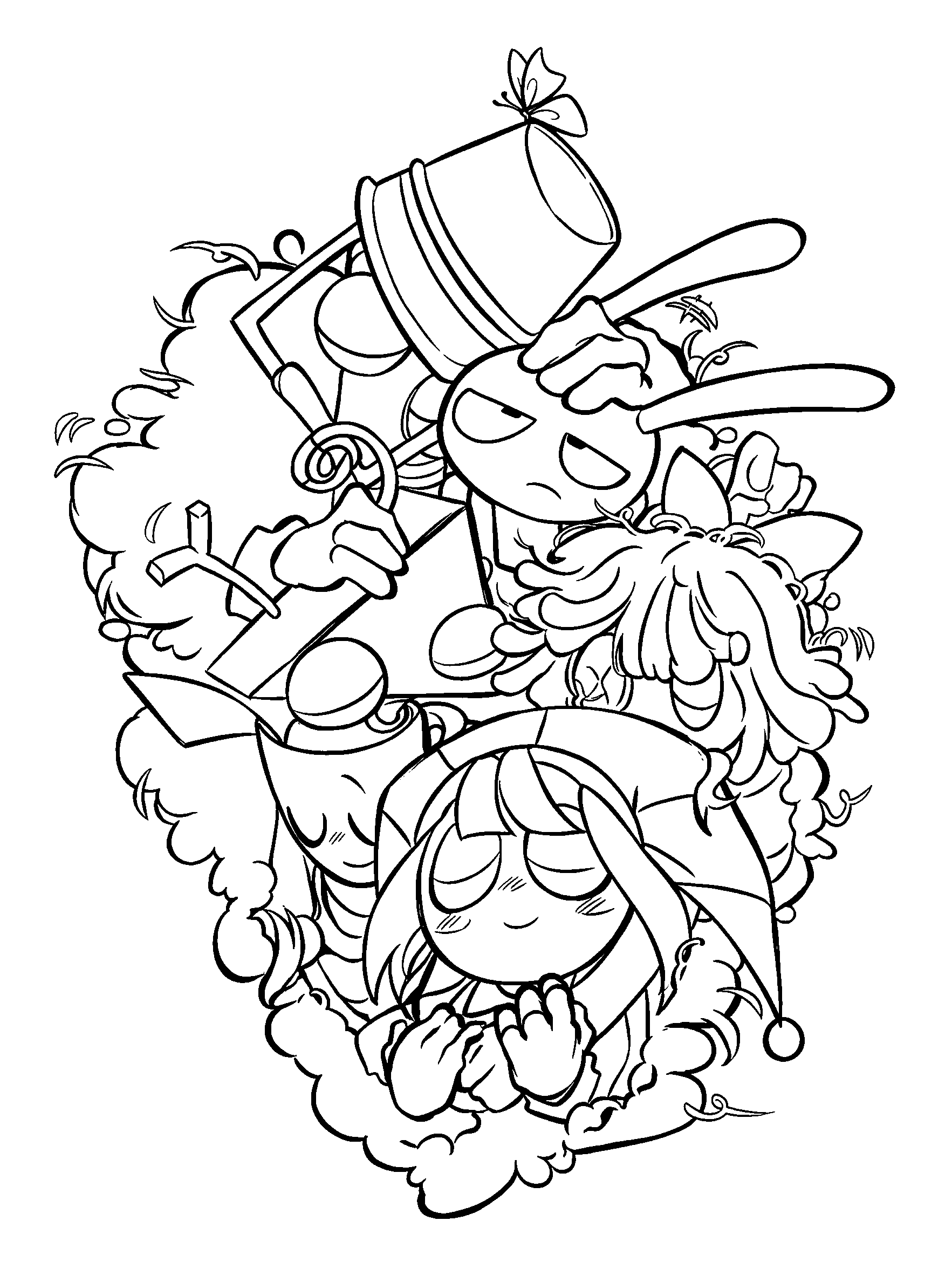 cozy sleeping characters with kinger bucket the amazing digital circus line art