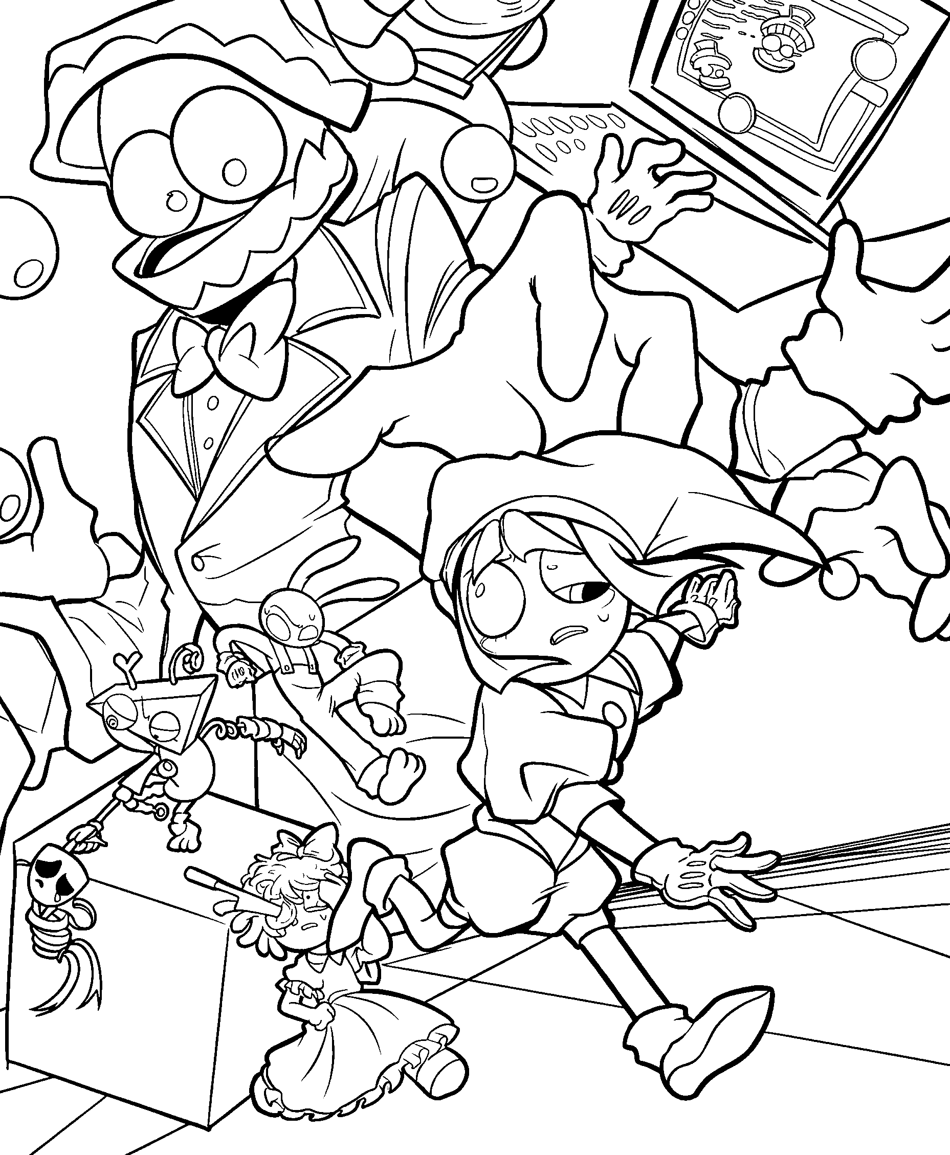 crazy caine chasing circus friends tadc the amazing digital circus line art