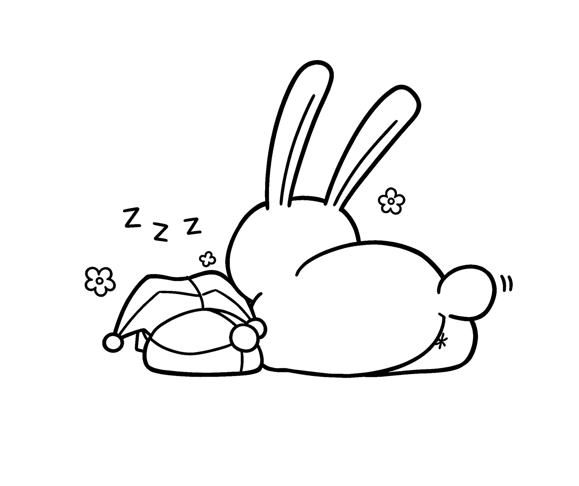 cute bunny jax and hamster pomni sleeping the amazing digital circus line art
