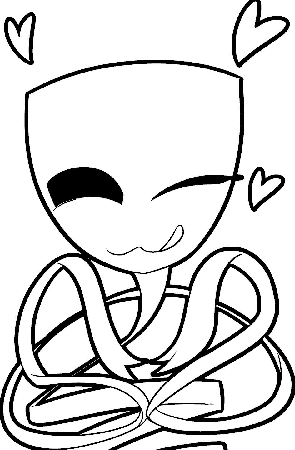 cute gangle heart mask the amazing digital circus line art