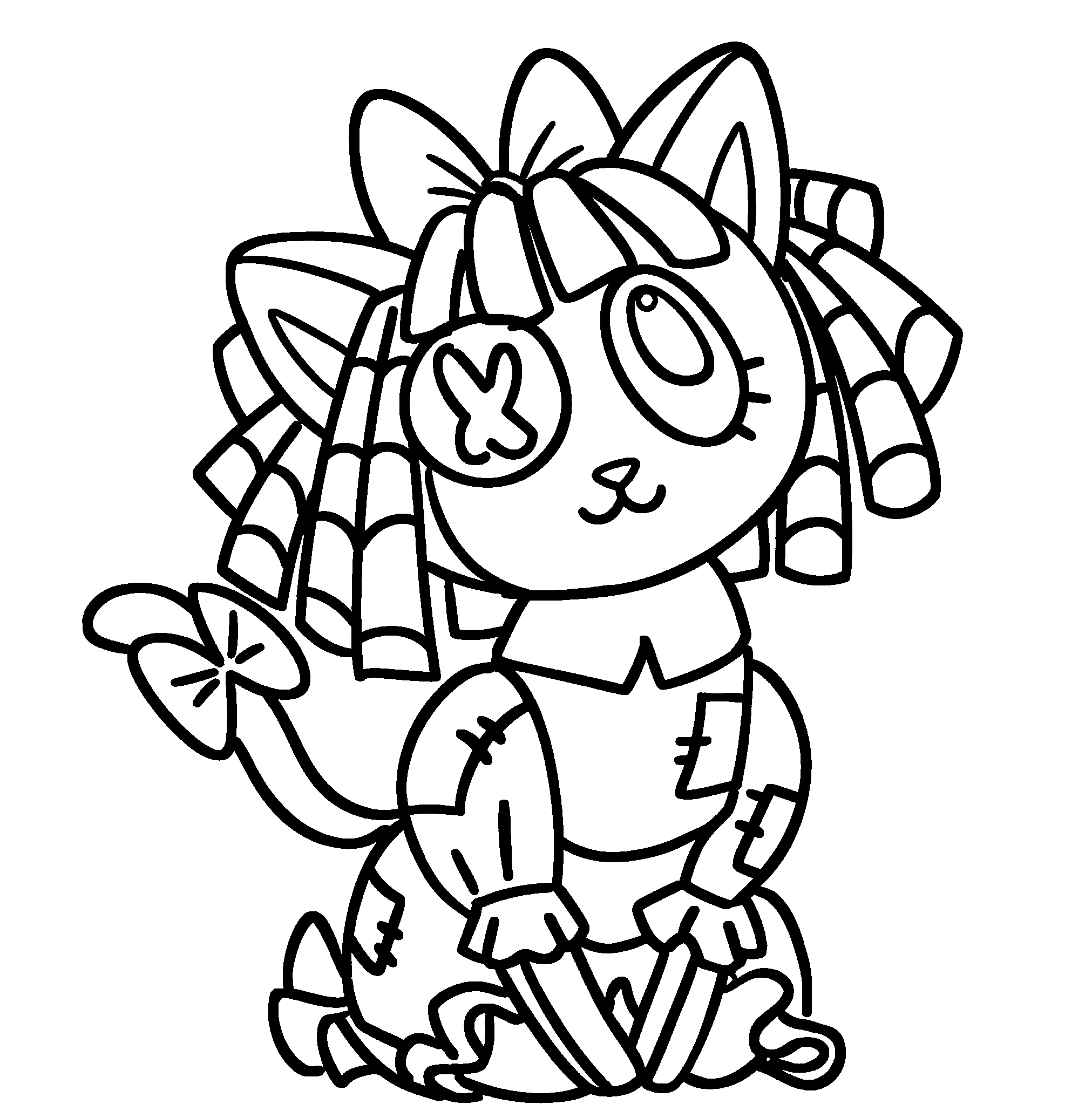 cute ragatha cat neko version the amazing digital circus line art