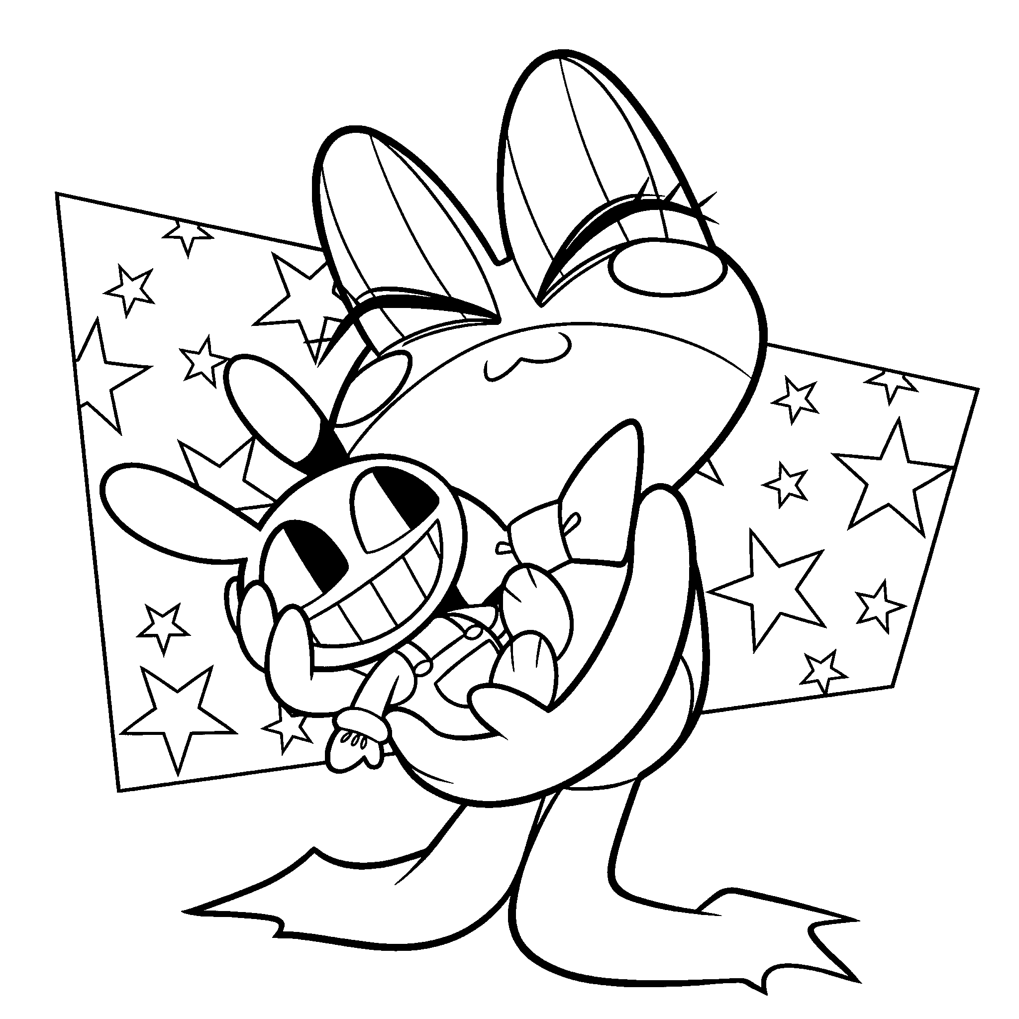 cute ribbit hugging jax plushie the amazing digital circus line art