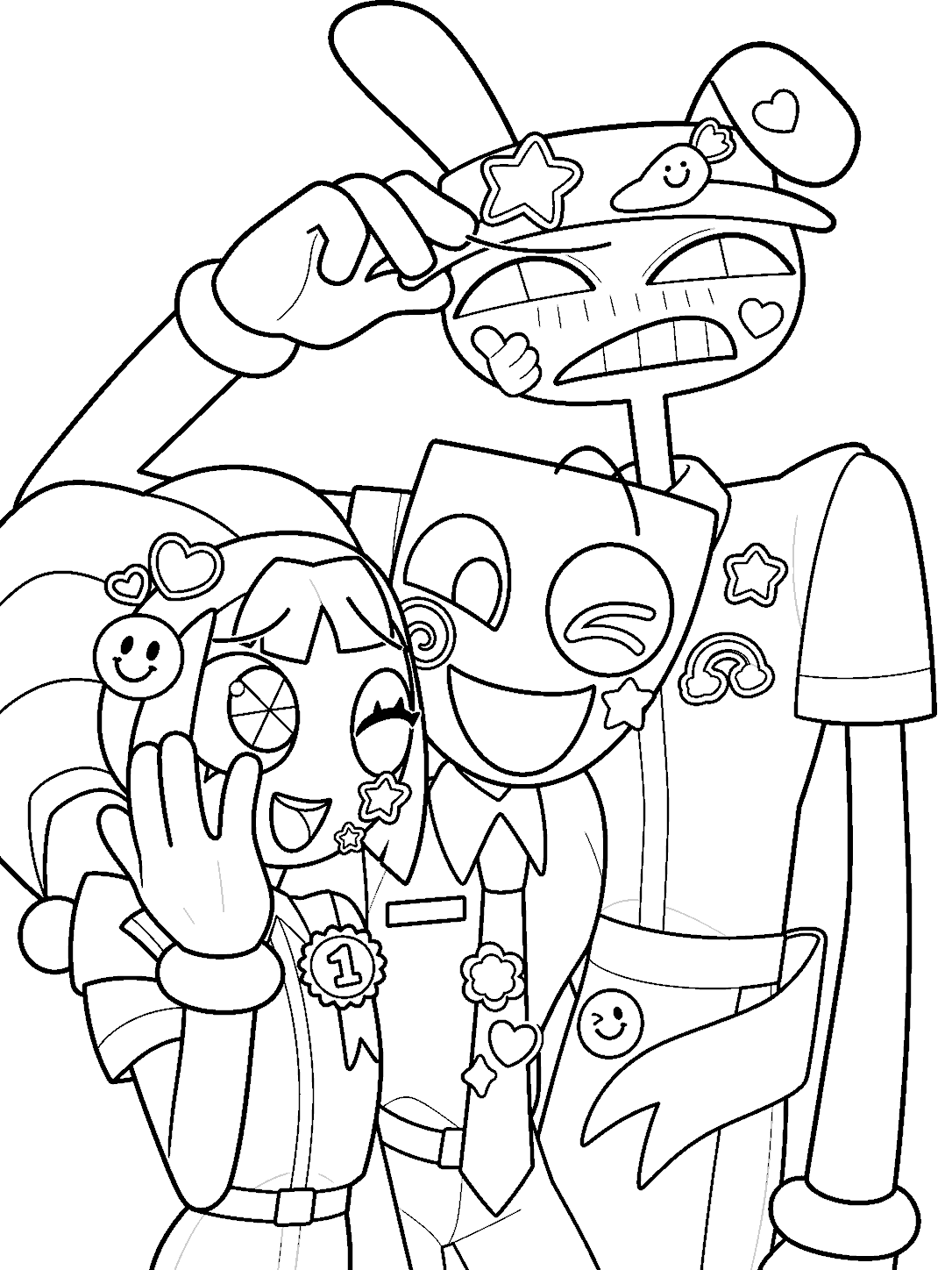 cute sticker decal makeover with pomni and gangle the amazing digital circus line art