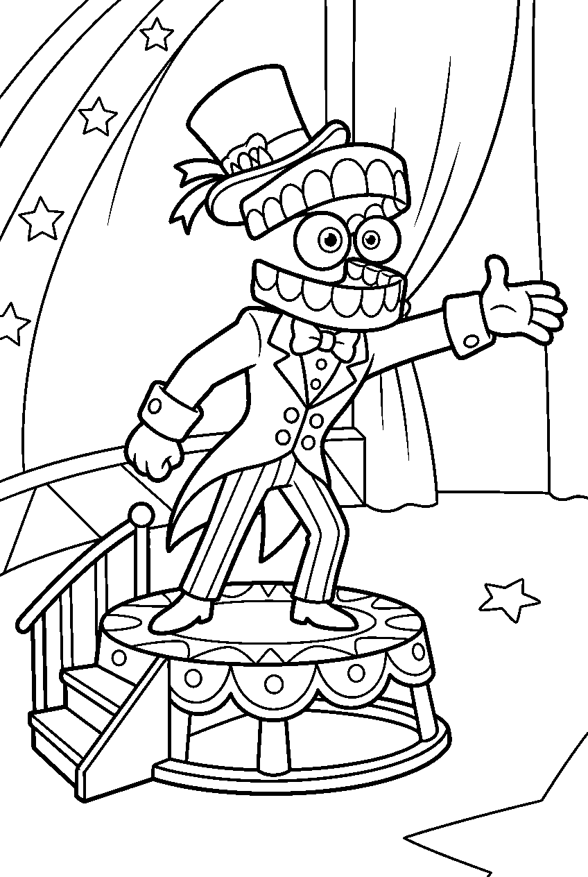 digital circus caine reaching on platform line art