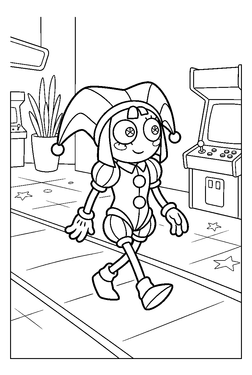 digital circus pomni walking in game zone line art