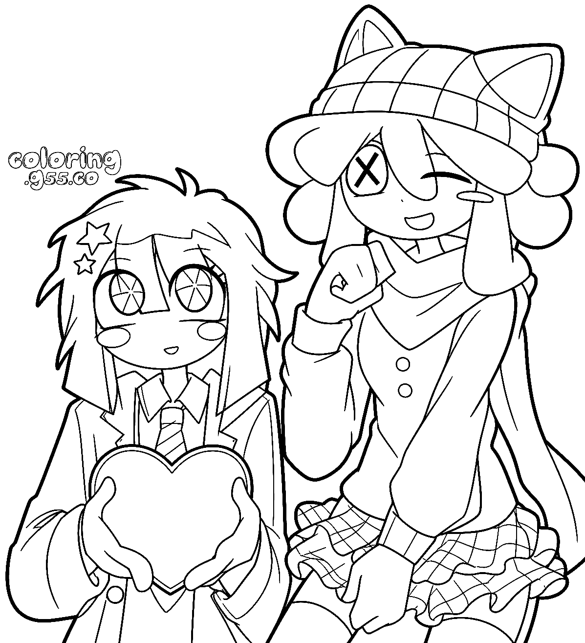 anime pomni holding heart with ragatha cat beanie for kids tadc the amazing digital circus line art