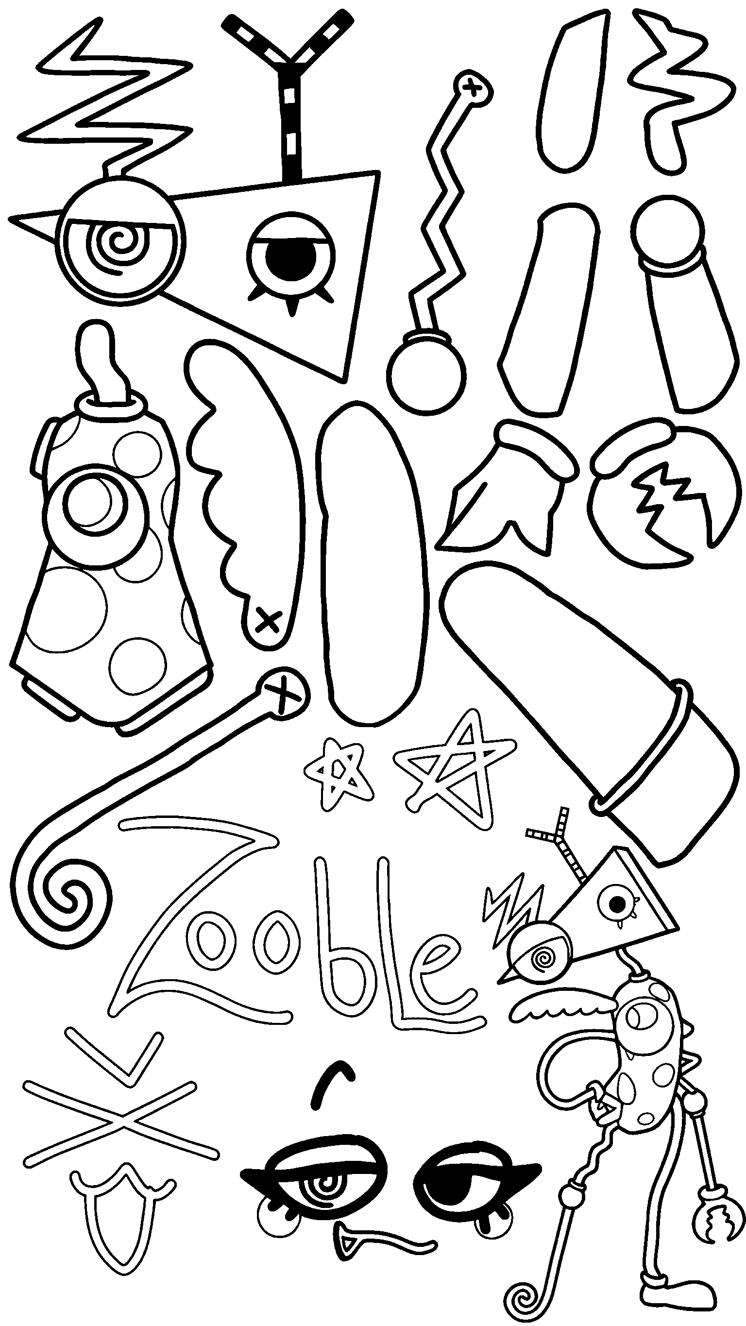 cut and paste zooble craft activity for kids tadc the amazing digital circus line art