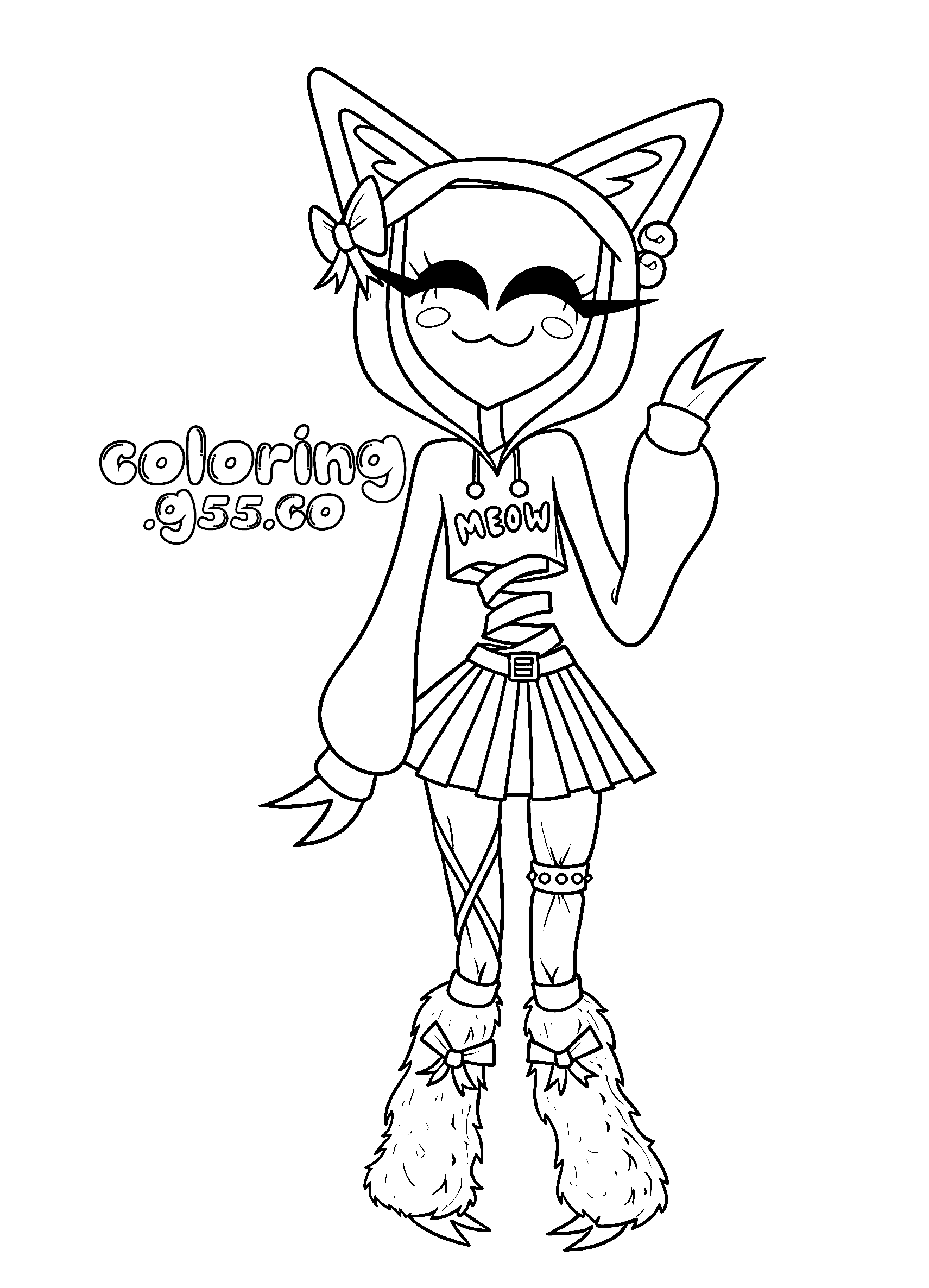 gangle cat ear hoodie neko outfit for kids tadc the amazing digital circus line art