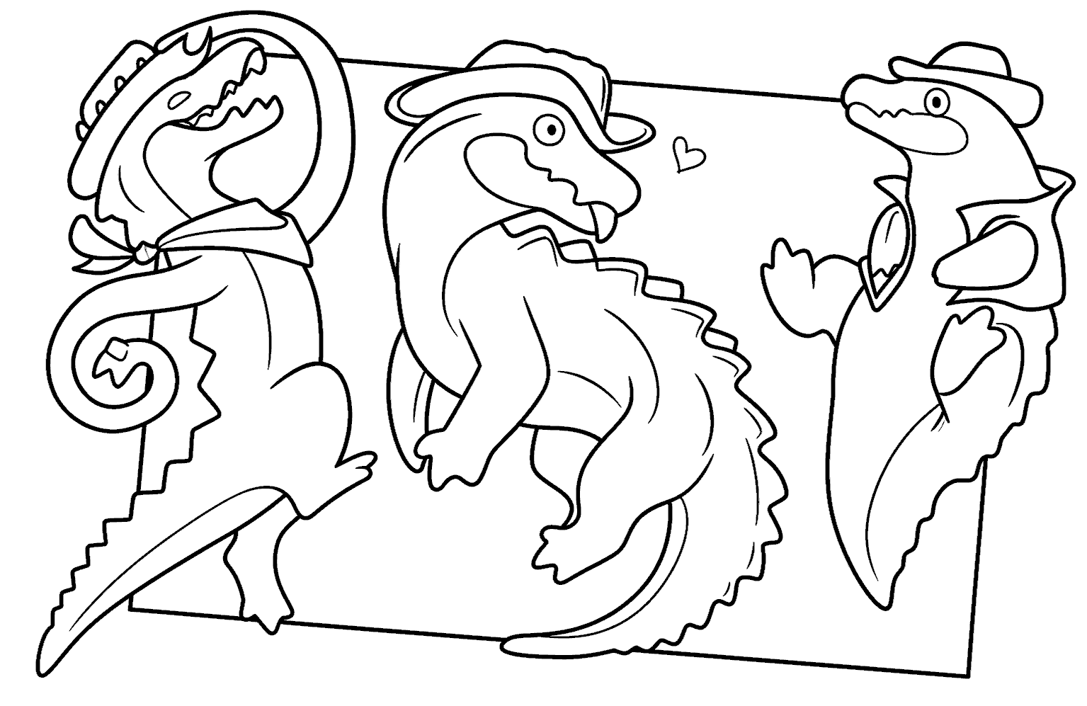 gummigoo crocodile cowboy trio for kids tadc the amazing digital circus line art