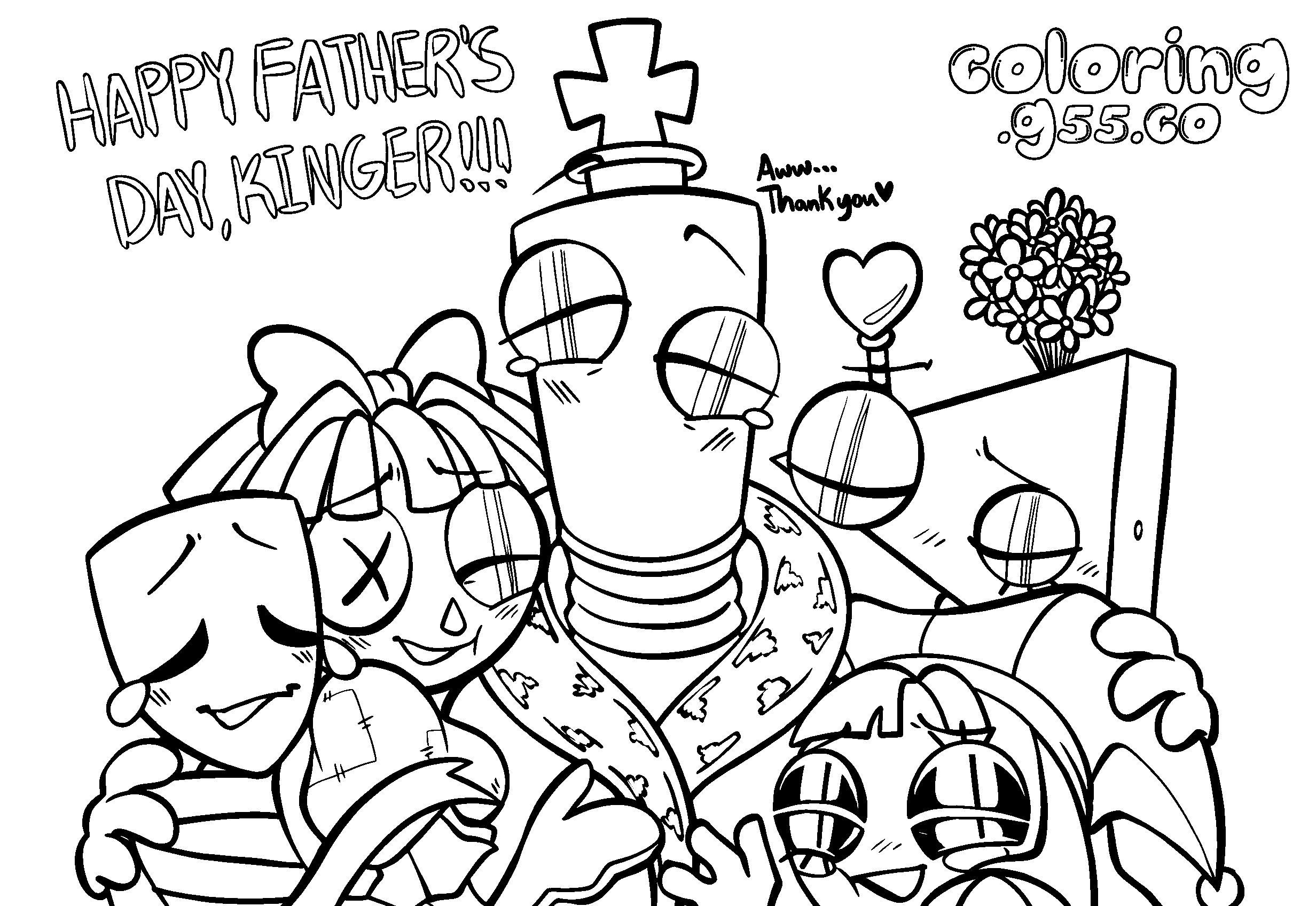 happy fathers day kinger with friends for kids tadc the amazing digital circus line art