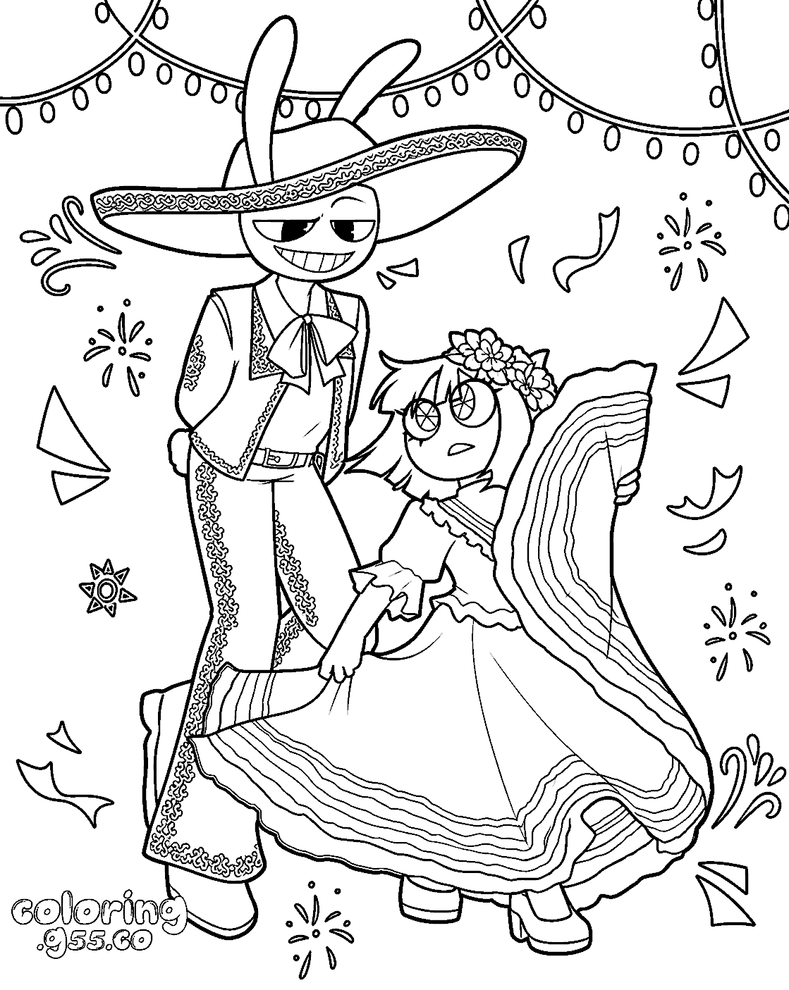 jax and pomni mexican fiesta mariachi dance for kids tadc the amazing digital circus line art