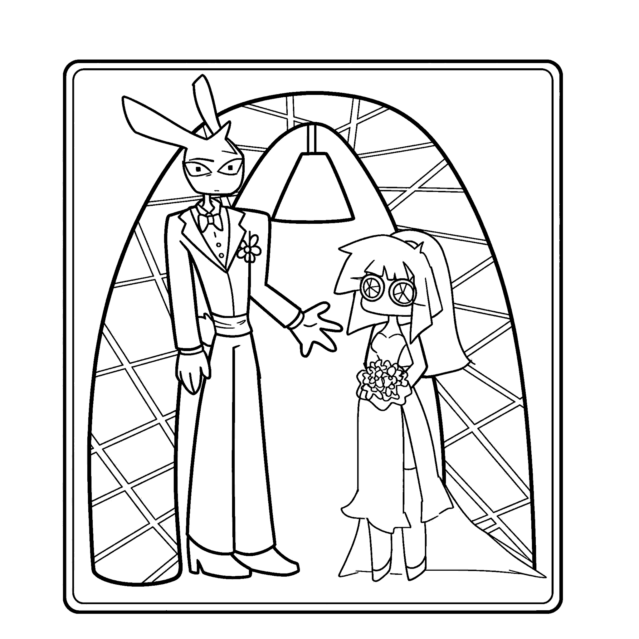 jax and pomni wedding day marriage for kids tadc the amazing digital circus line art