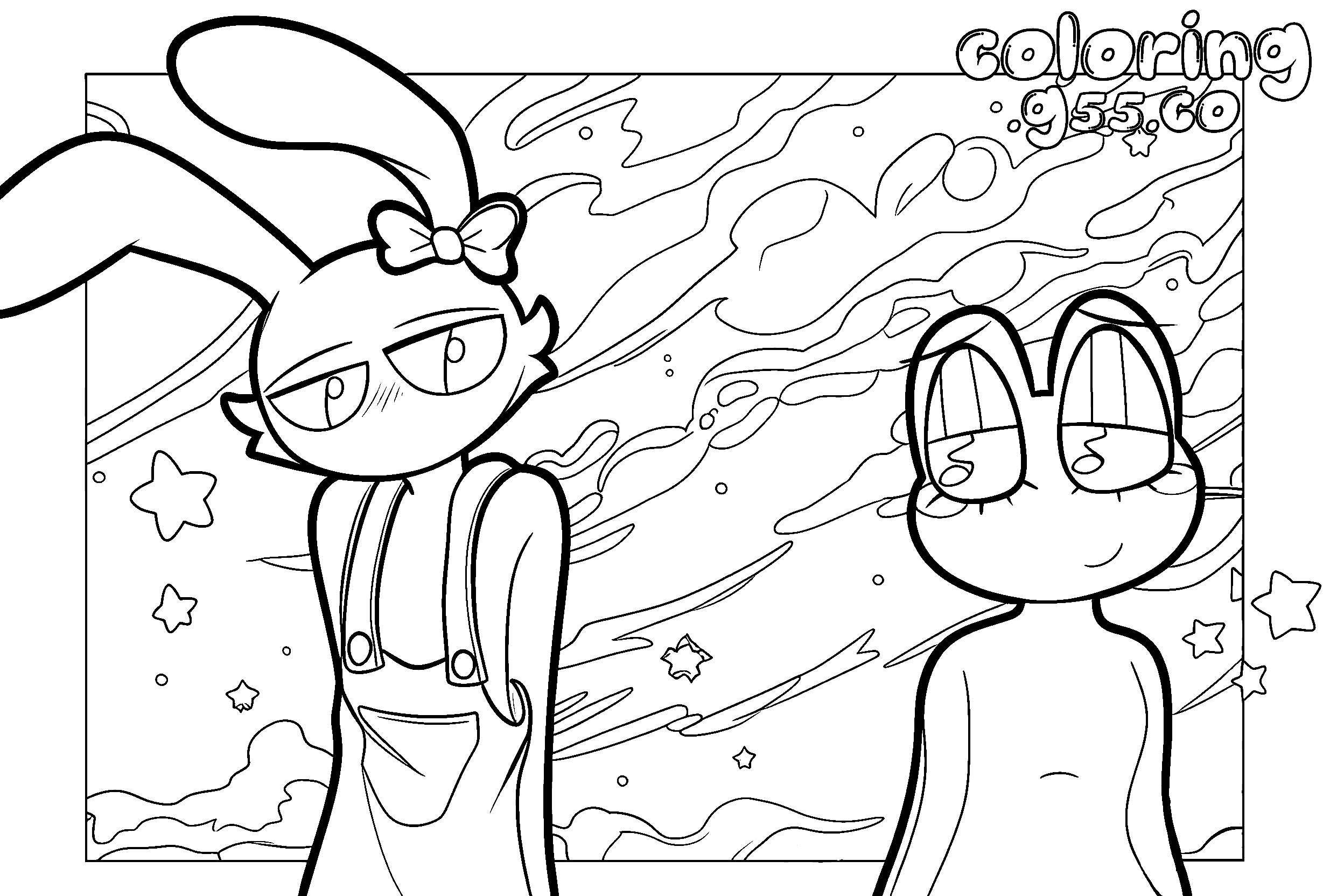 jax female overalls and ribbit space sky for kids tadc the amazing digital circus line art