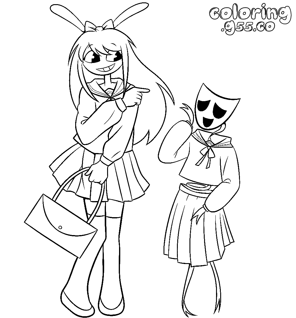 jax female version and gangle school uniform for kids tadc the amazing digital circus line art