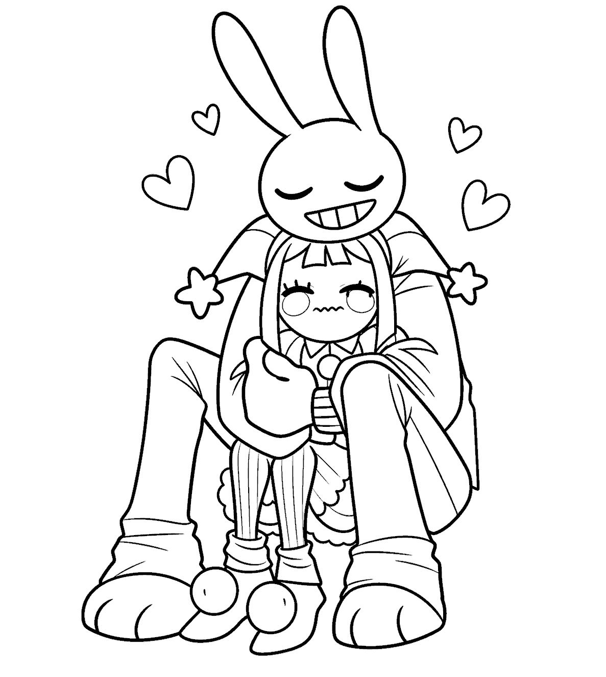jax hugging pomni sweet moments for kids tadc the amazing digital circus line art