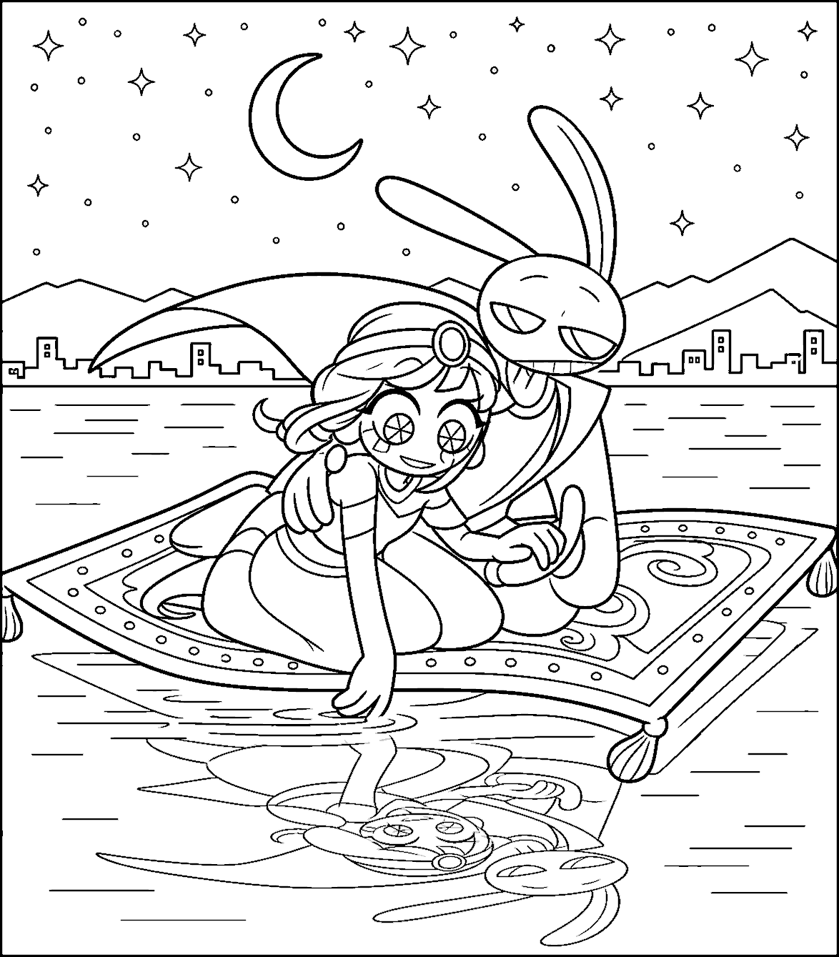 pomni and jax magic carpet ride for kids tadc the amazing digital circus line art