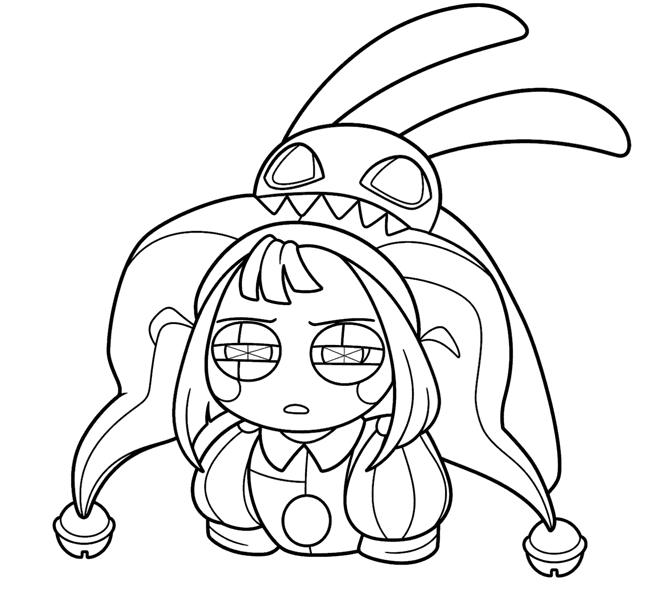 pomni and monster jax hat attack for kids tadc the amazing digital circus line art