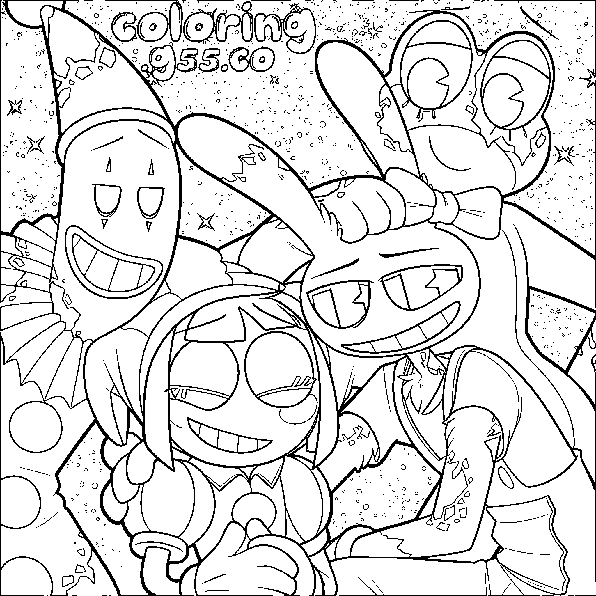 pomni female jax clown kaufmo ribbit starry sky for kids tadc the amazing digital circus line art