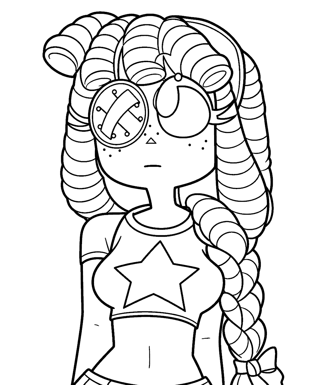 ragatha star crop top long braid hair for kids tadc the amazing digital circus line art