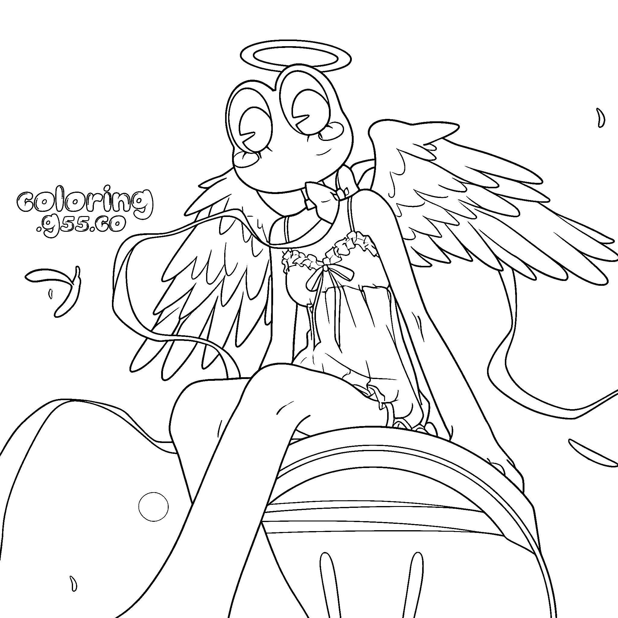 ribbit angel character cute dress for kids tadc the amazing digital circus line art