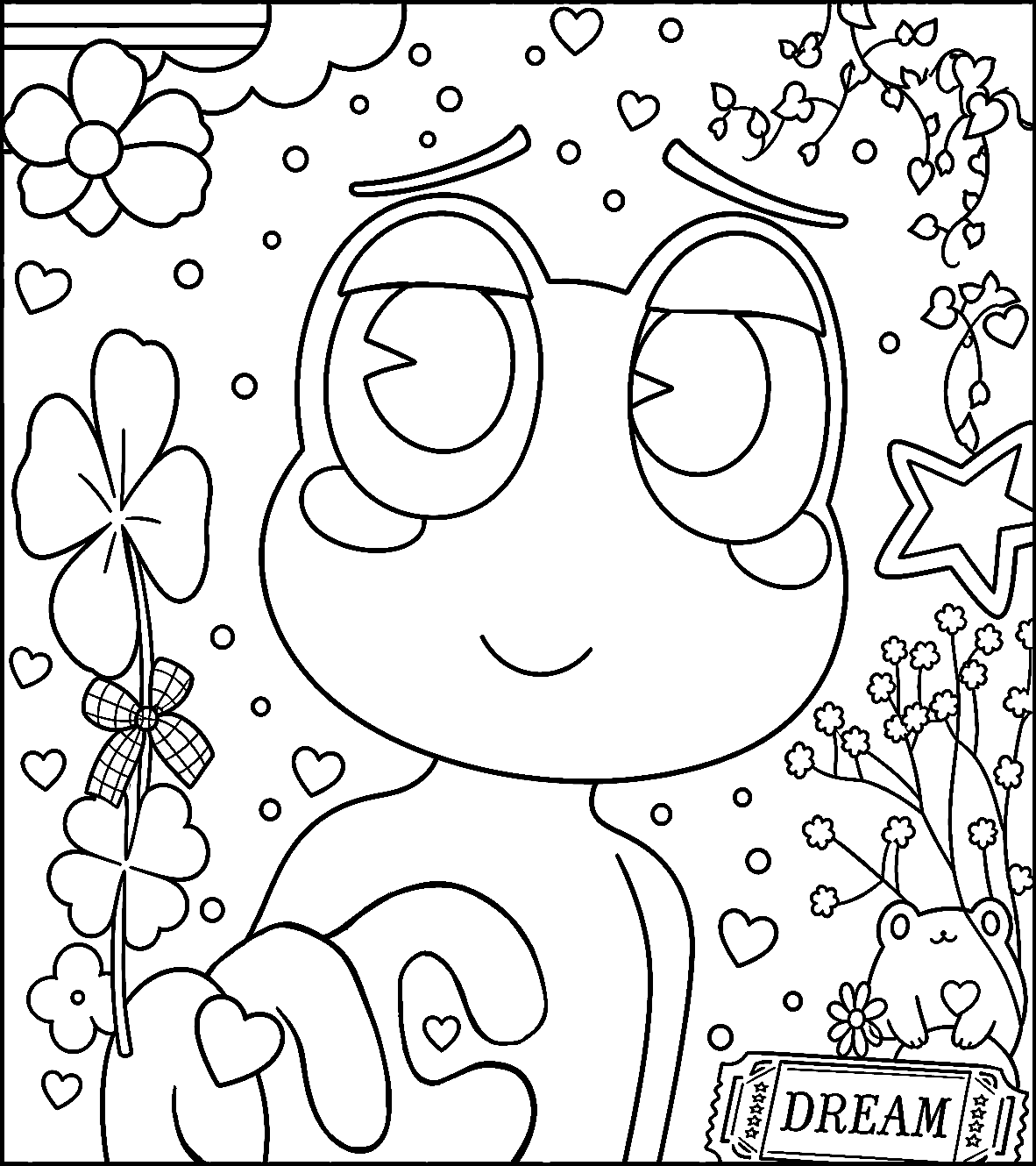 ribbit frog clover dream ticket for kids tadc the amazing digital circus line art