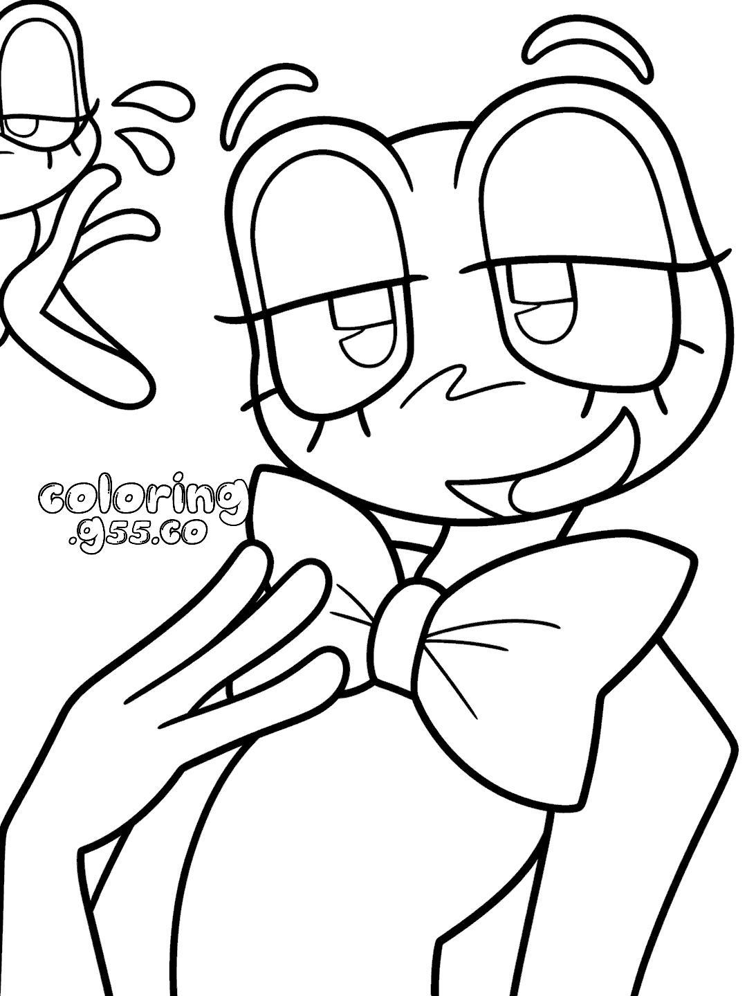 ribbit wearing big bow tie for kids tadc the amazing digital circus line art