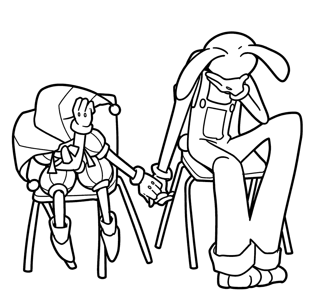 sad pomni and jax crying on chairs for kids tadc the amazing digital circus line art