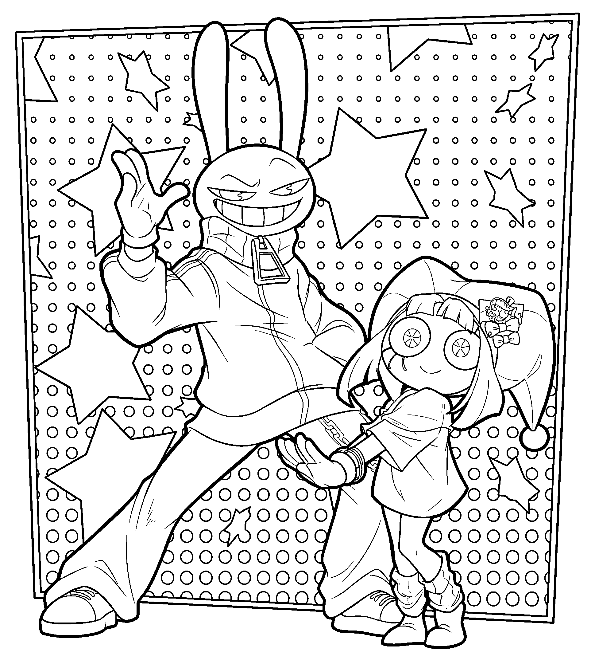 streetwear jax and pomni hip hop style for kids tadc the amazing digital circus line art