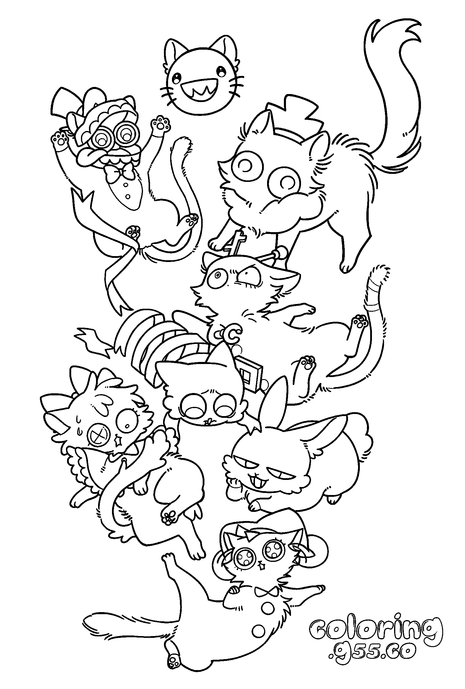 tadc cute chibi cats squad kawaii line art