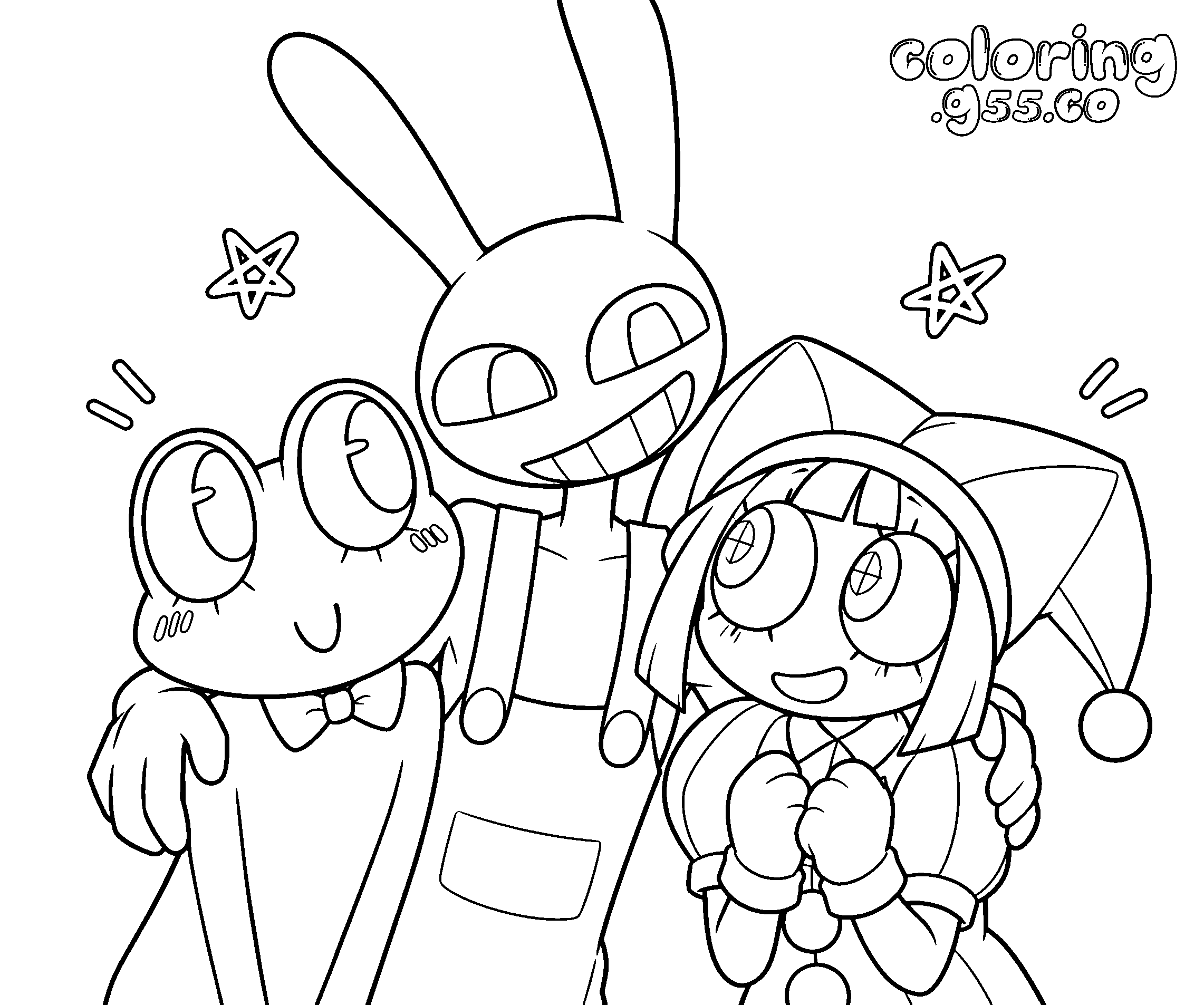 tadc jax pomni and ribbit group line art