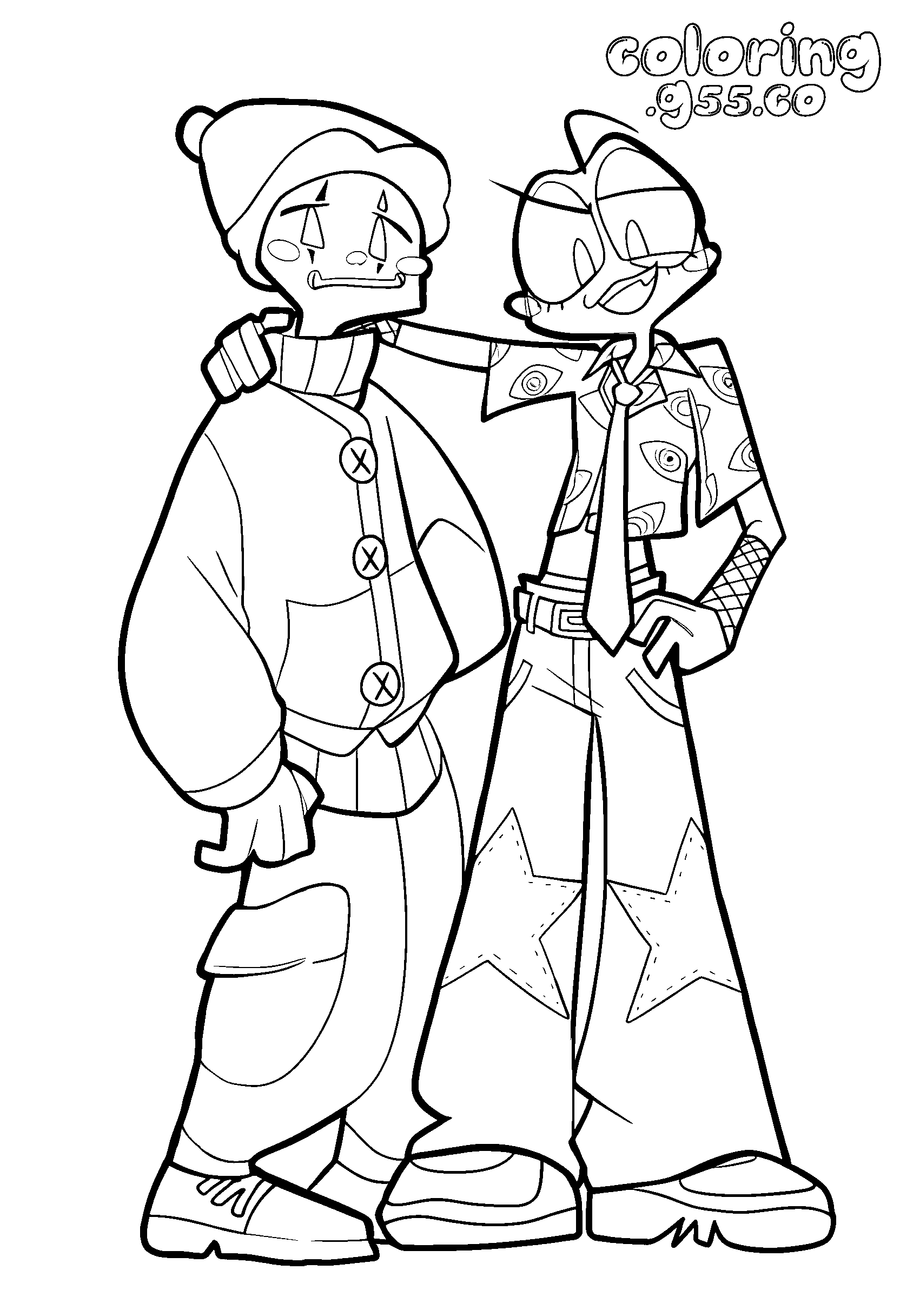 tadc kaufmo and ribbit hip hop streetwear outfits for kids the amazing digital circus line art