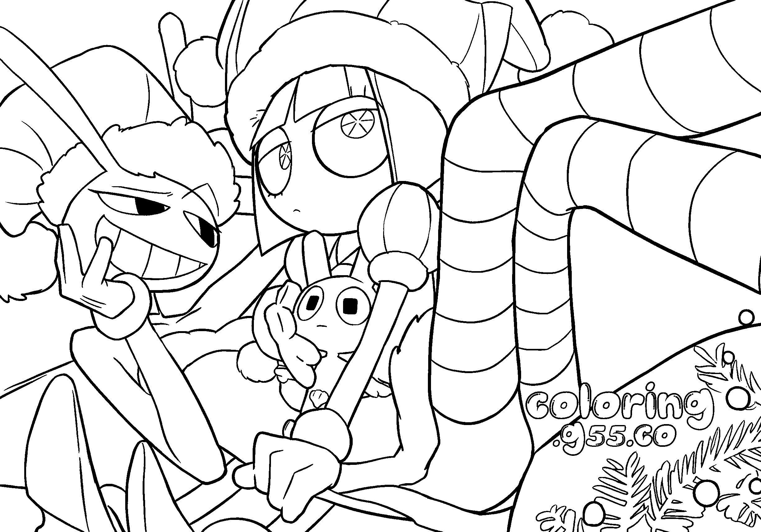 tadc pomni and jax christmas sledding for kids the amazing digital circus line art