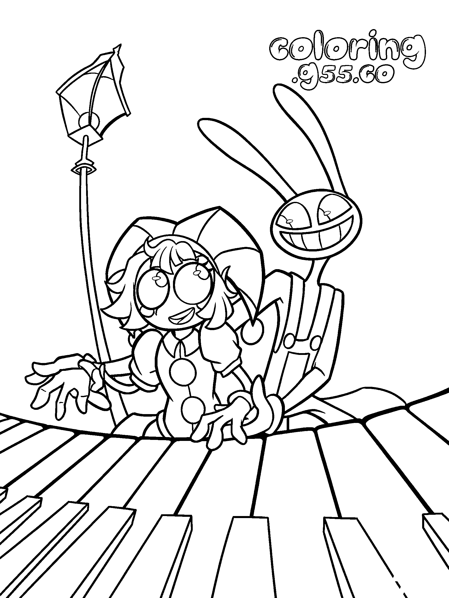 tadc pomni and jax giant piano music scene for kids the amazing digital circus line art