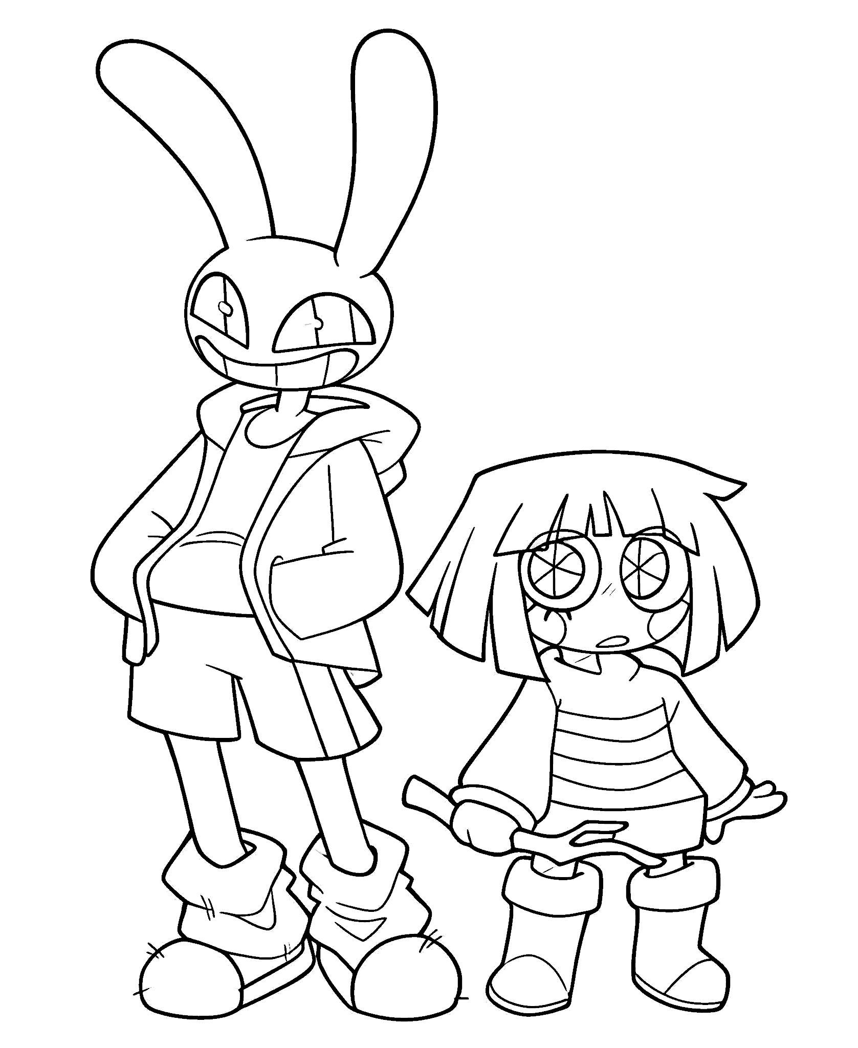 undertale crossover sans jax and frisk pomni for kids tadc the amazing digital circus line art