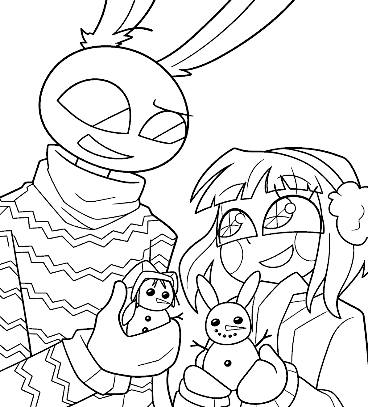 winter sweater jax and pomni little snowman for kids tadc the amazing digital circus line art