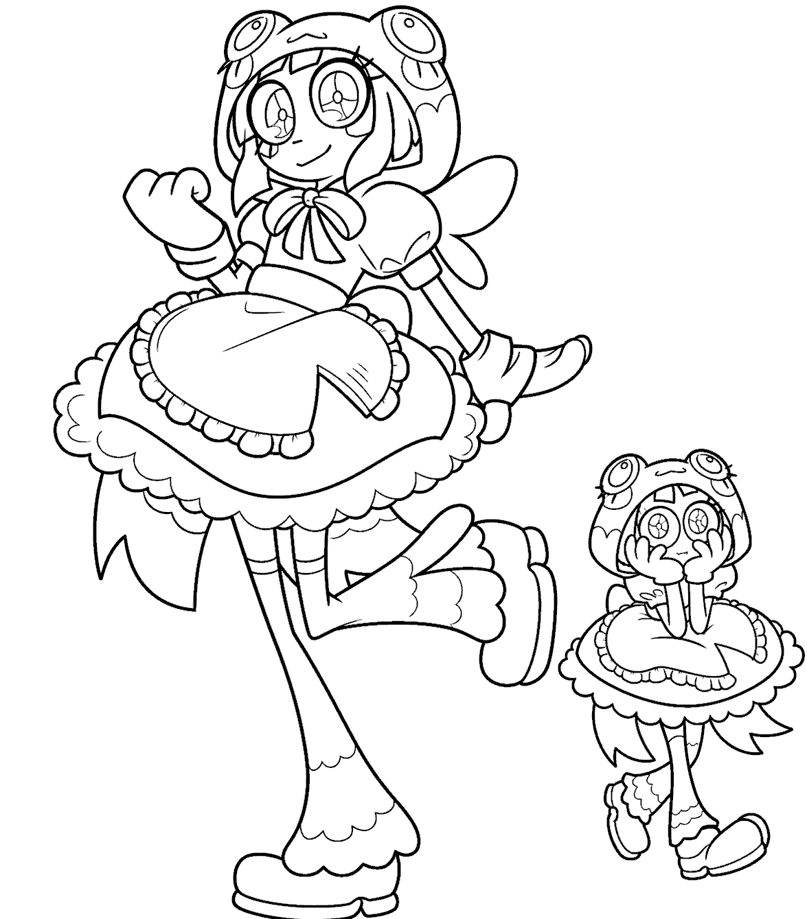 frog hood pomni maid dress cute chibi clone tadc the amazing digital circus line art