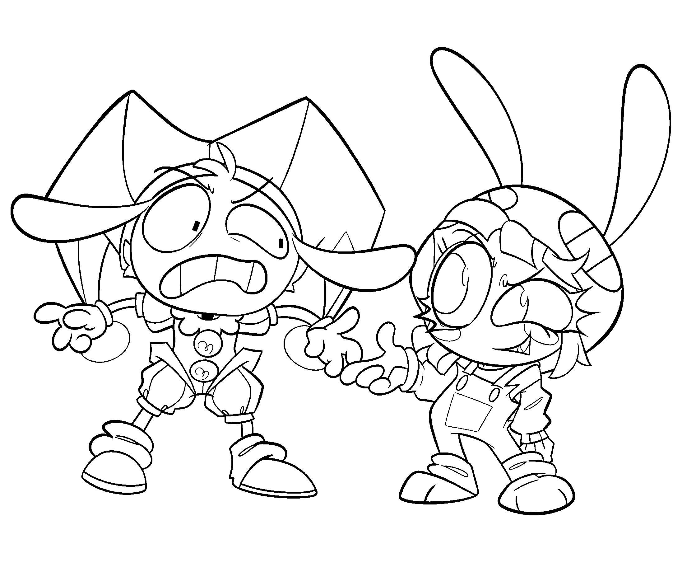 funny body and head swap magic the amazing digital circus line art