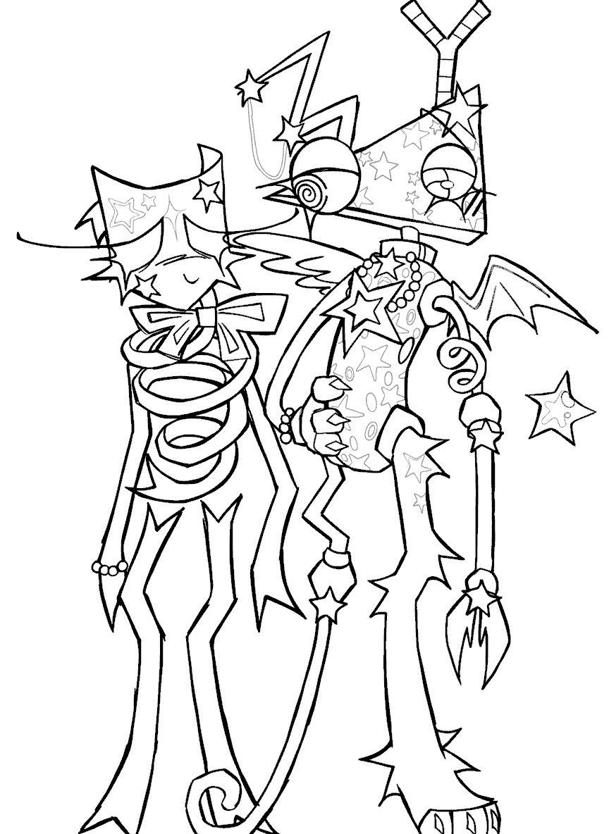 gangle and zooble best friends the amazing digital circus line art
